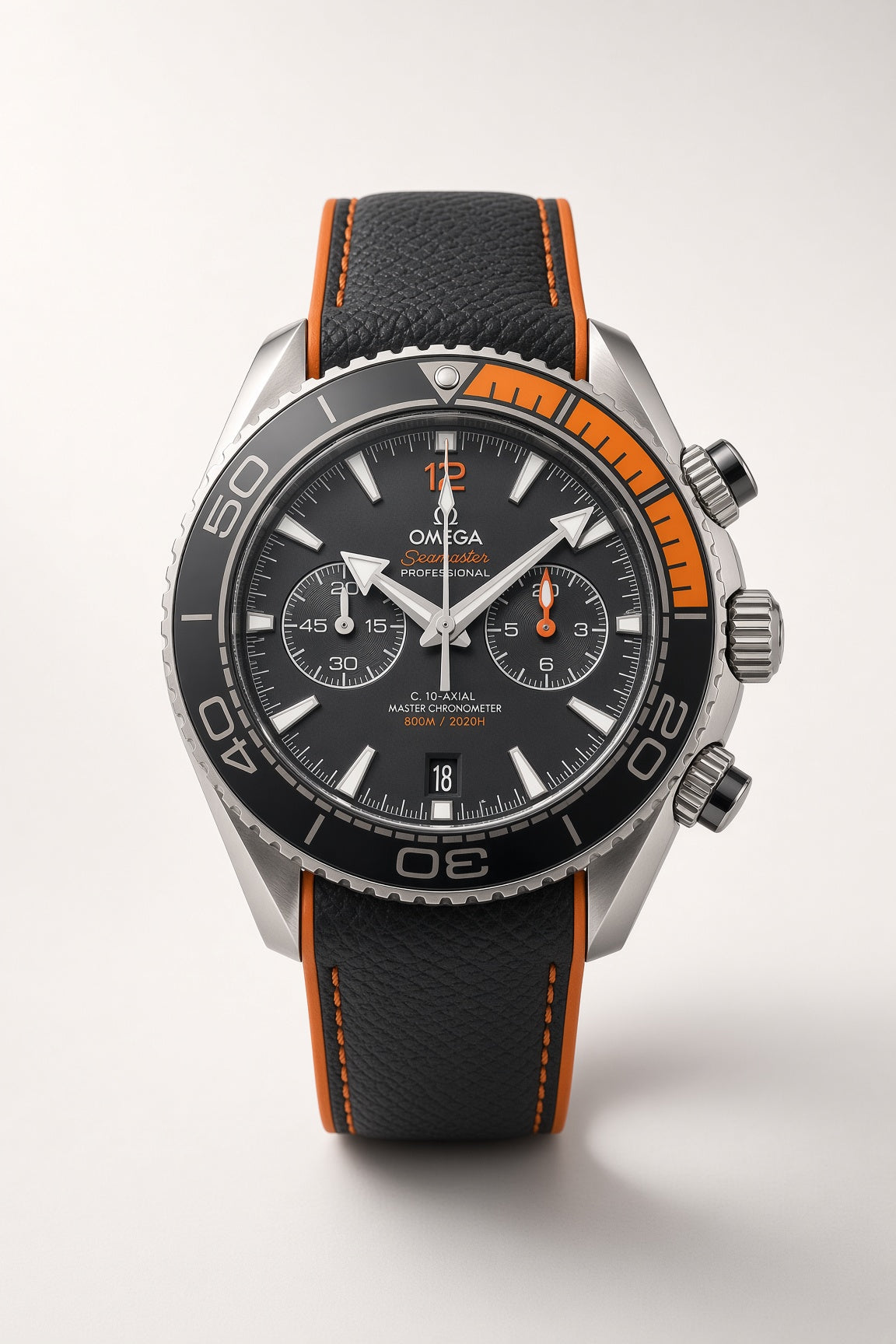 Omega Seamaster Planet Ocean 600M Co-Axial Master Chronometer Chronograph 45.5mm – Black Dial, Orange Accent, Rubber Strap, photo 5