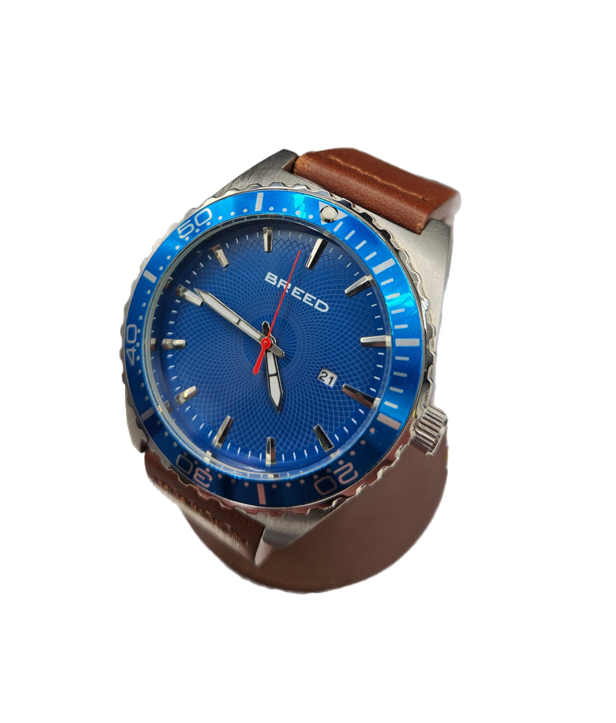 Vintage BREED Ranger watch with a blue dial and brown leather strap