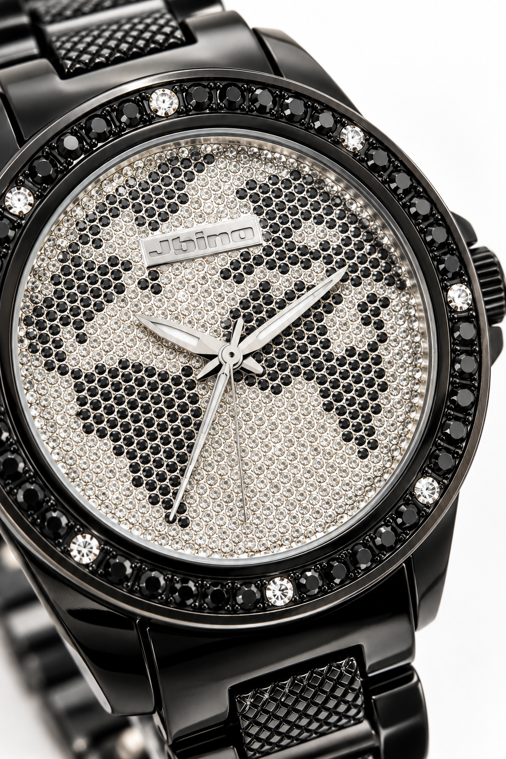 Jbimo Men's Black Stainless Steel Crystal World Map Watch