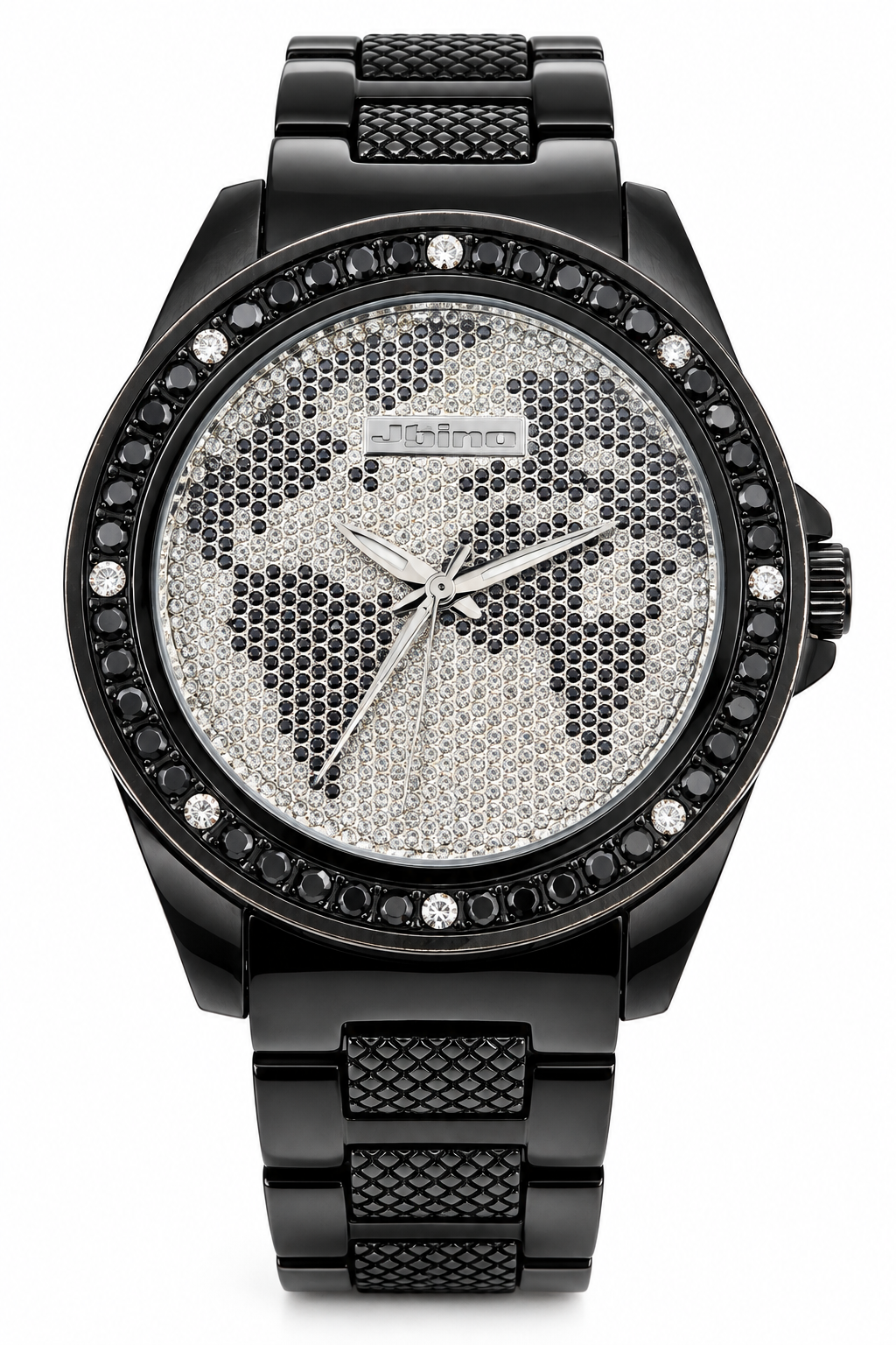 Jbimo Men's Black Stainless Steel Crystal World Map Watch