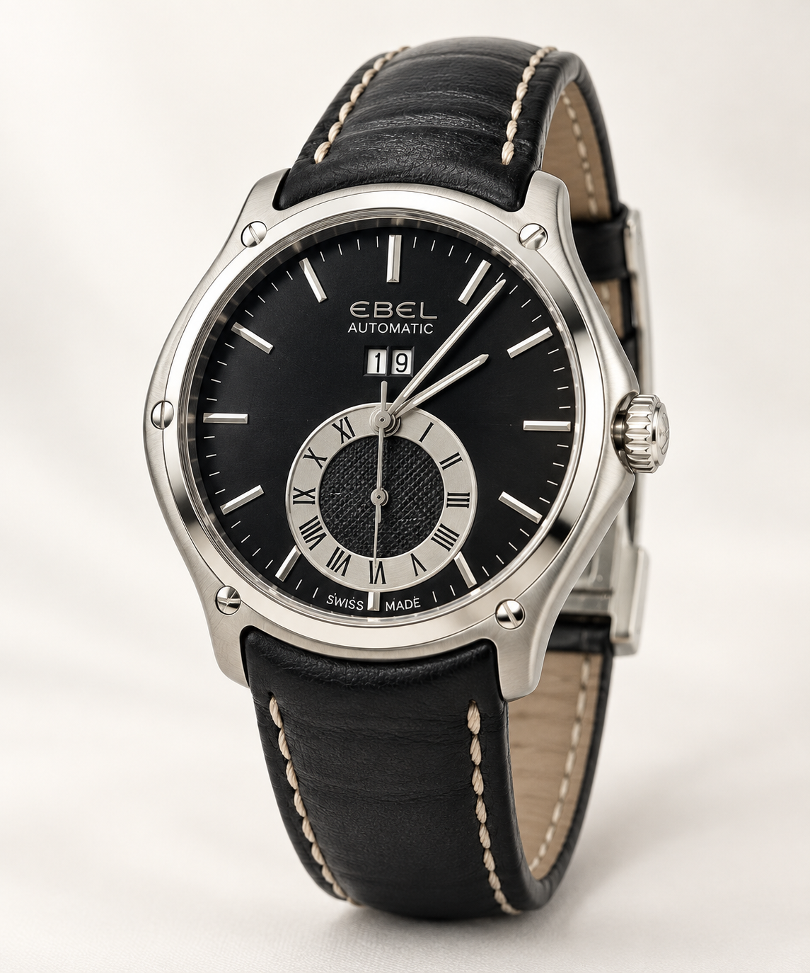Men’s Ebel Classic Hexagon GMT Calfskin Black Strap