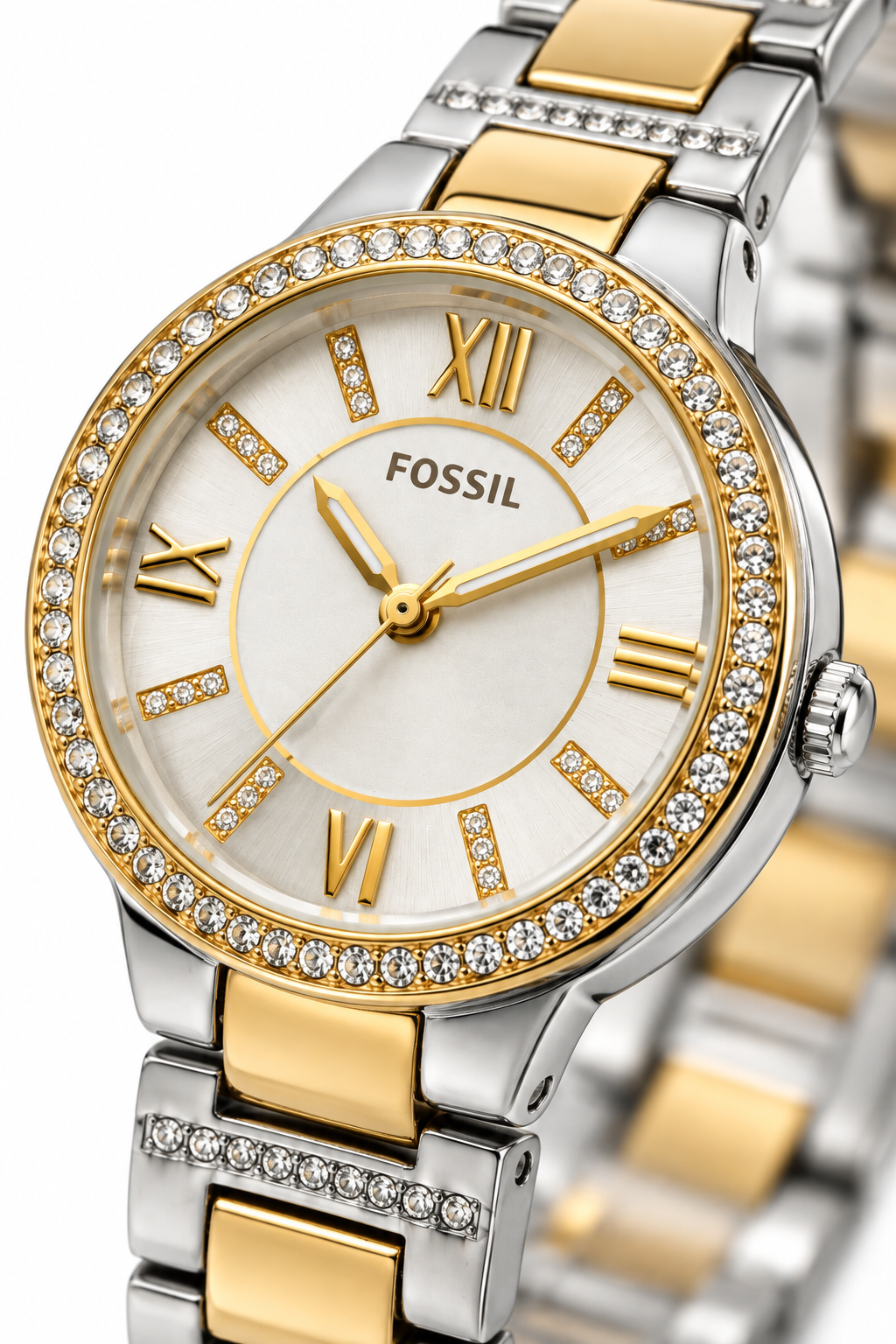 Fossil Ladies Two-Tone Stainless Steel Crystal Accent Watch