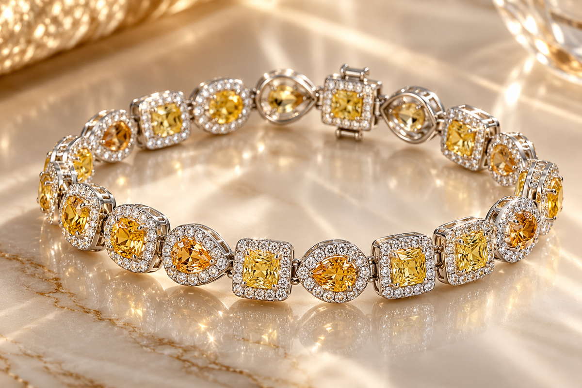 Ladies 18K White Gold 7.50 Carat Fancy Color Diamond Bracelet