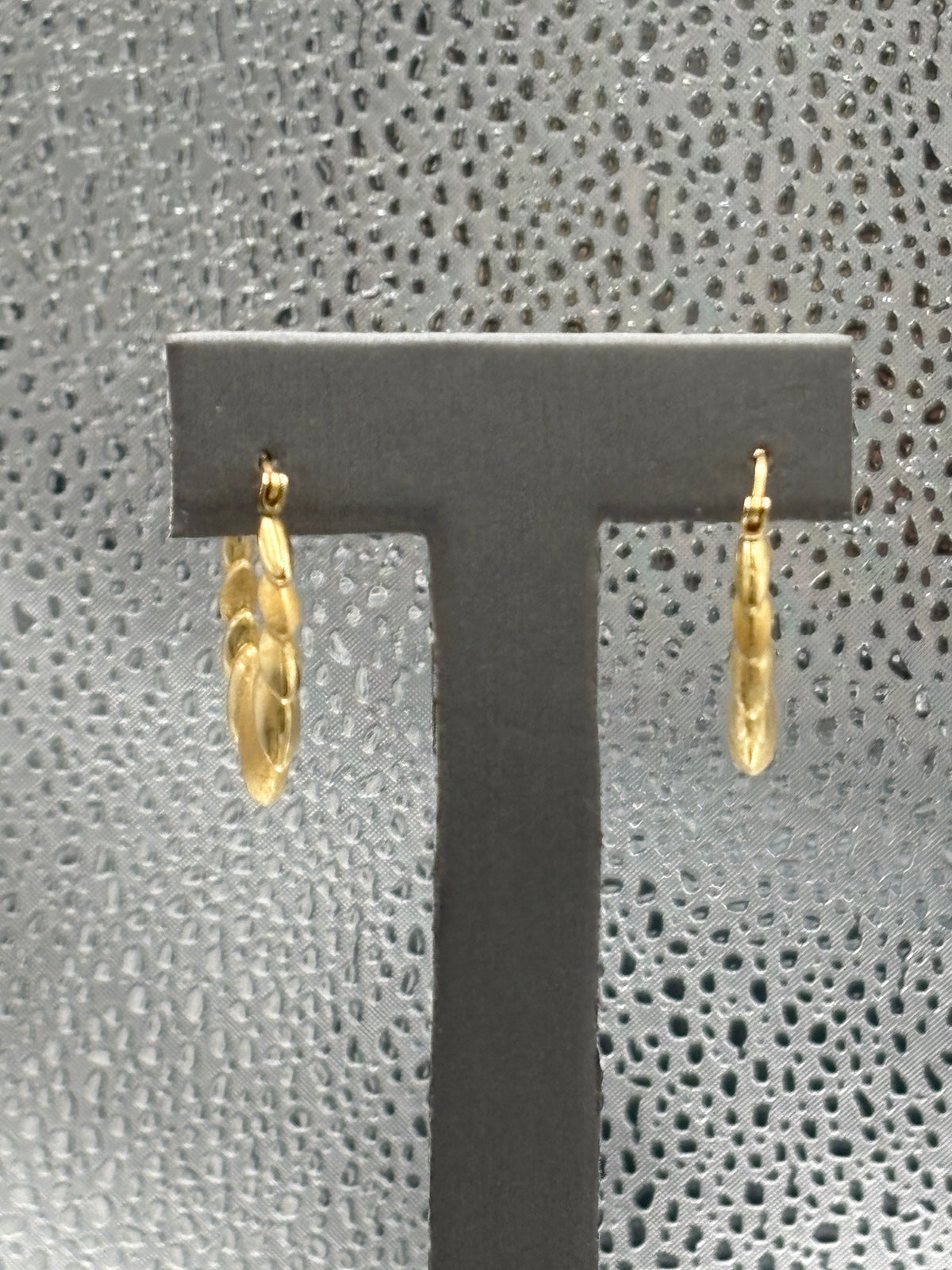 View two of Ladies 14 Karat Yellow Gold Twin Finish Acorn Hoop Earrings