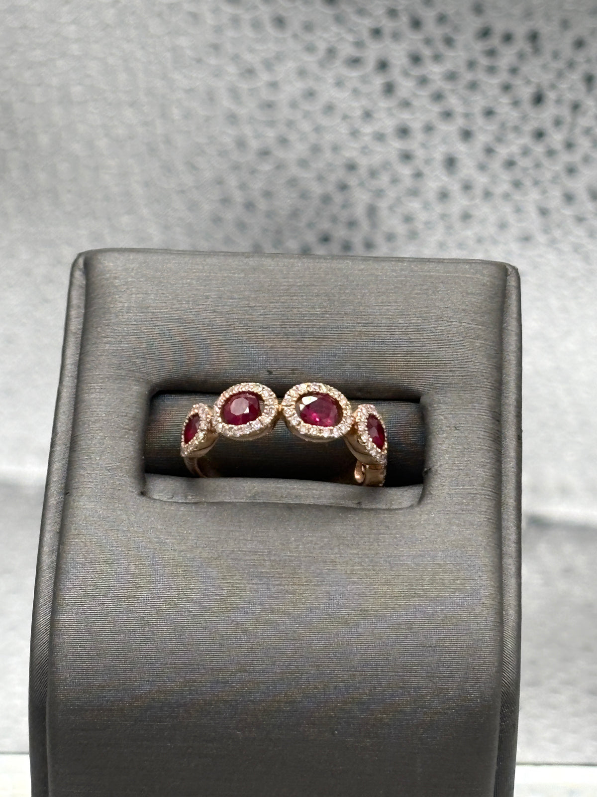 View two of Ladies Gorgeous 18 Karat Rose Gold Ruby & Diamond Ring