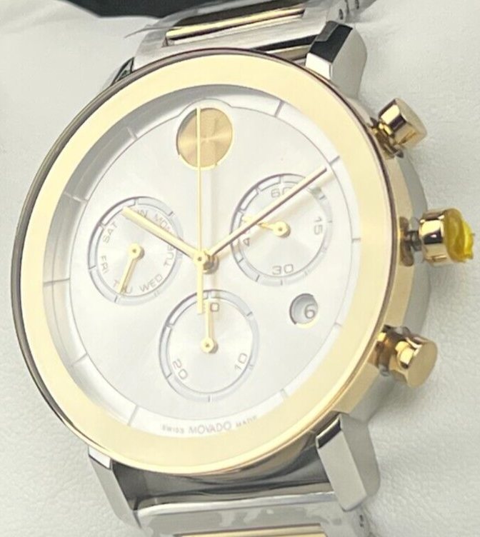 View one of Movado Bold Evolution Chronograph Quartz Silver Dial Two-Tone Men’s Watch
