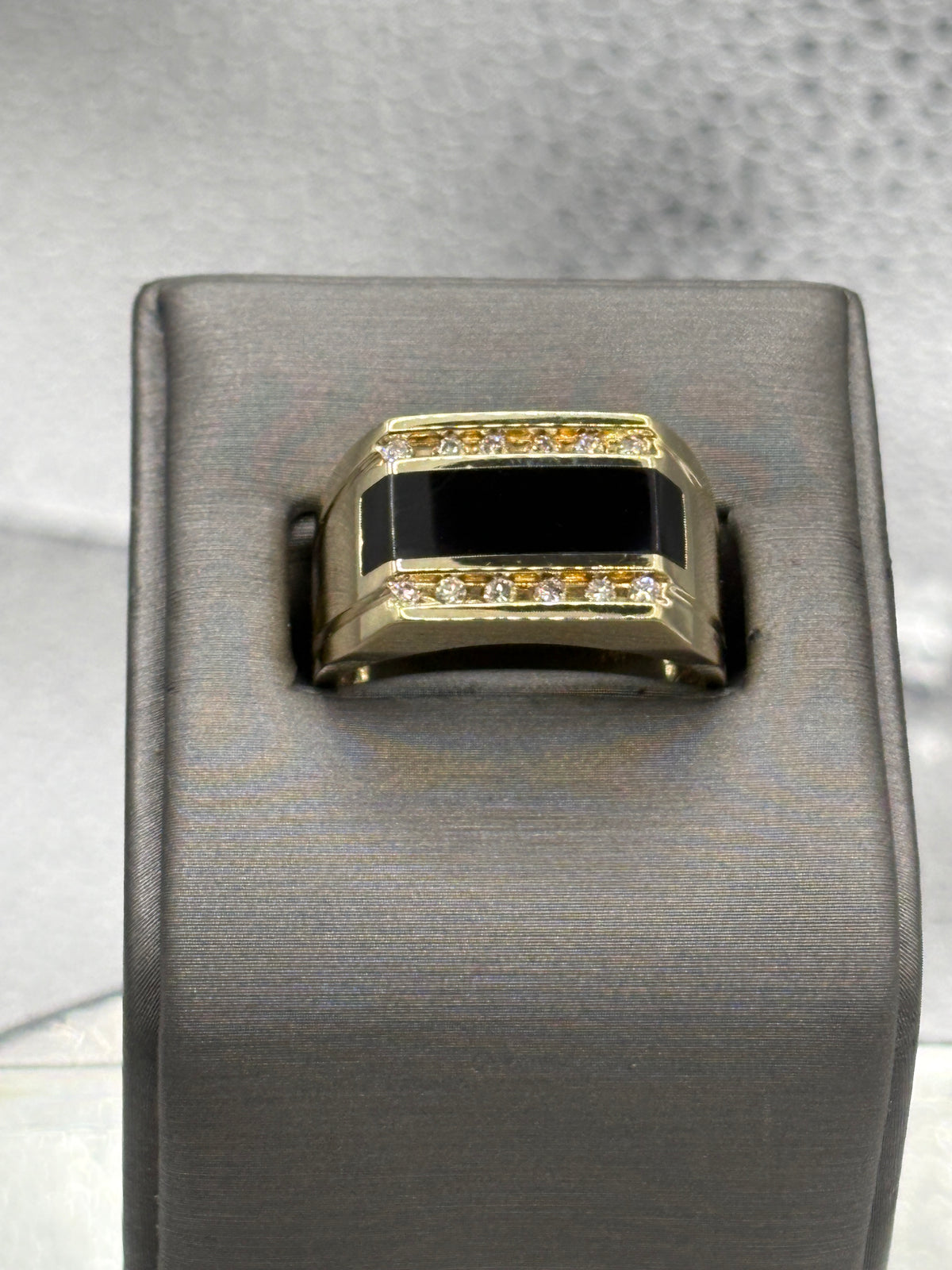 View one of Gents 14 Karat Yellow Gold Diamond & Black Onyx Ring