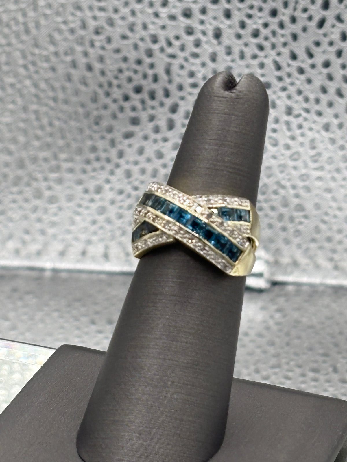 View one of Ladies Fabulous 14 Karat Yellow Gold Sapphire & Diamond Ring