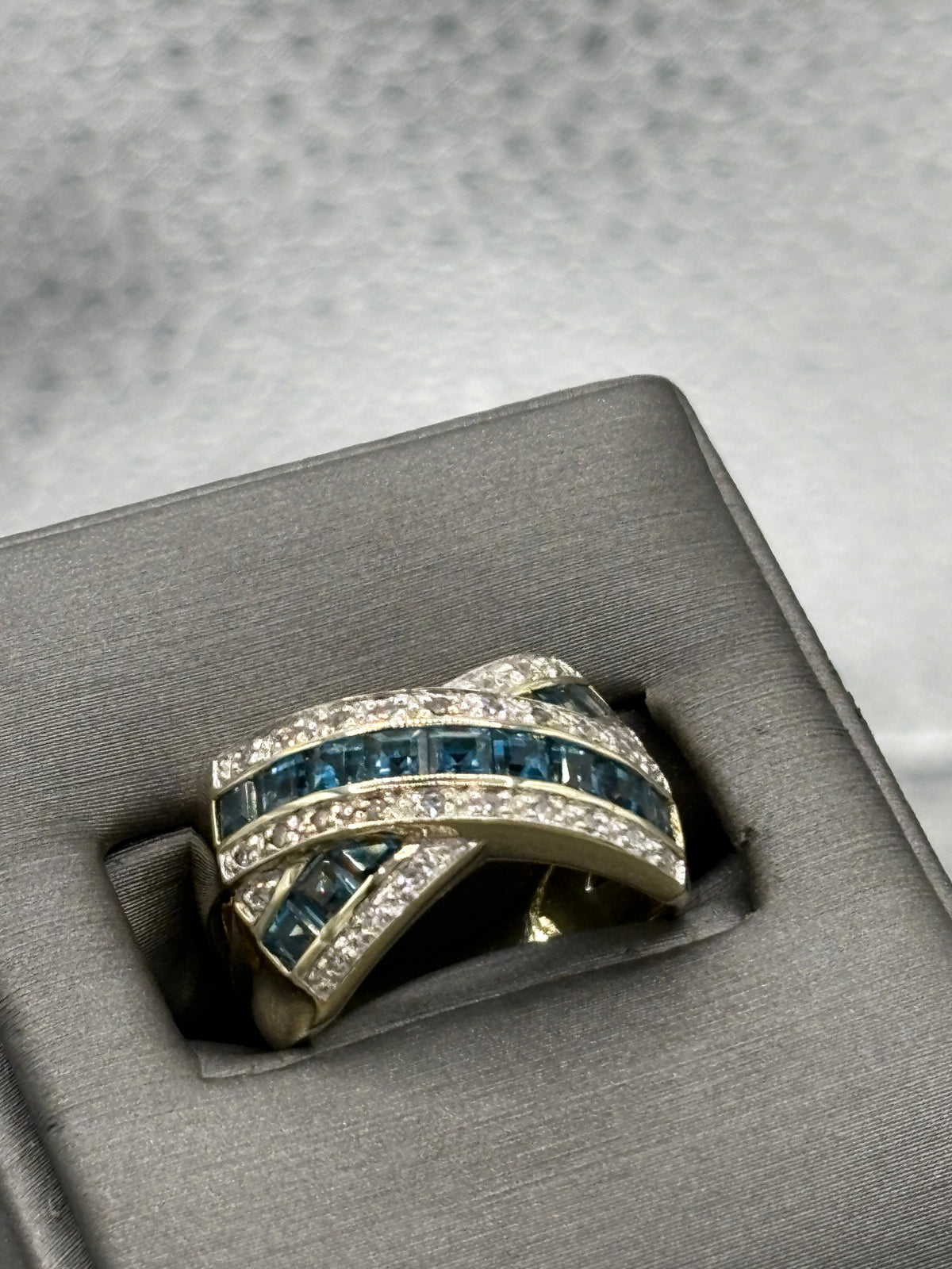 View six of Ladies Fabulous 14 Karat Yellow Gold Sapphire & Diamond Ring