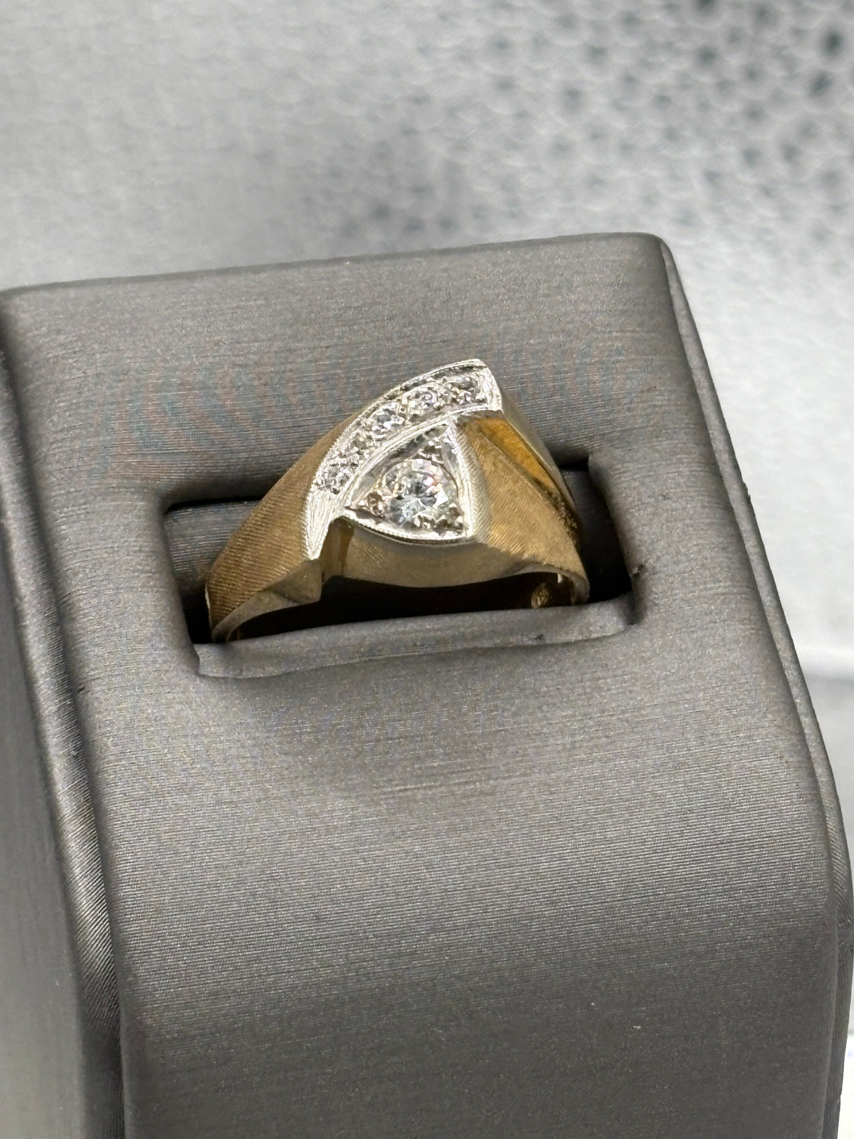 View one of Vintage Ladies/Gents 14 Karat Yellow Gold Diamond Swing Ring
