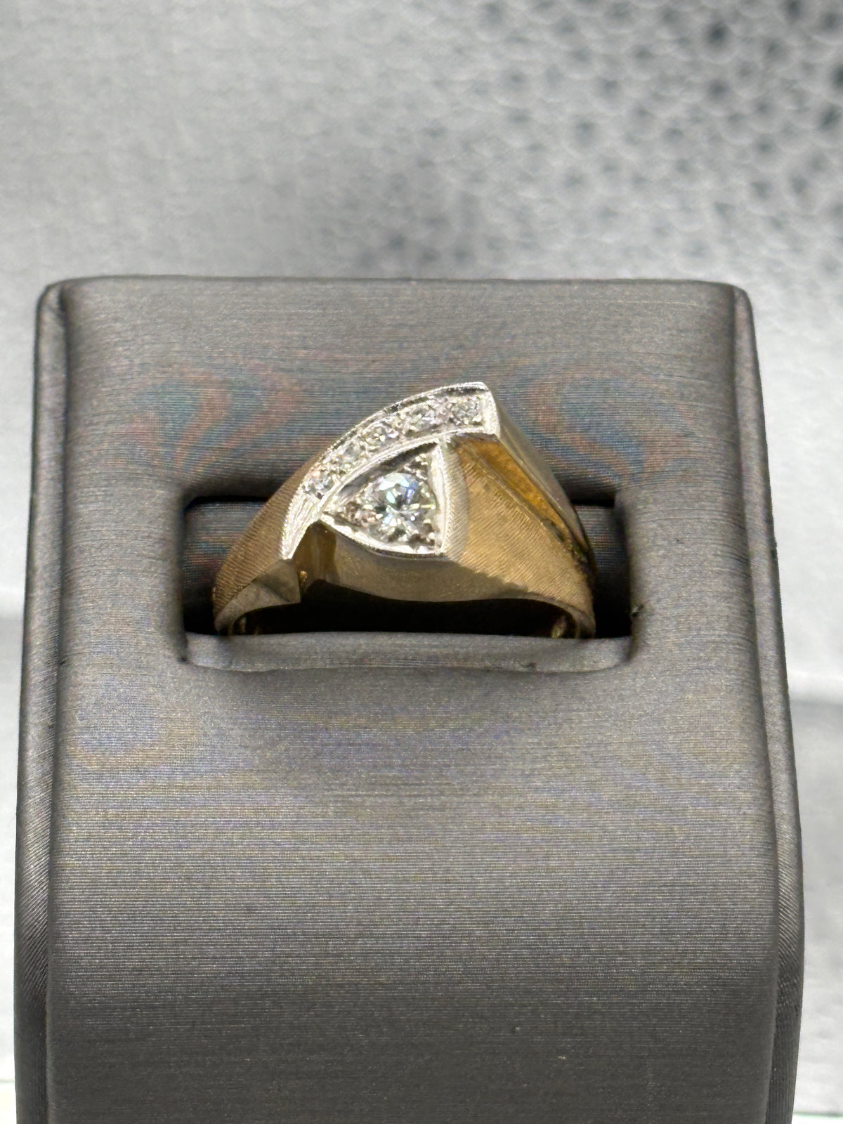 View two of Vintage Ladies/Gents 14 Karat Yellow Gold Diamond Swing Ring