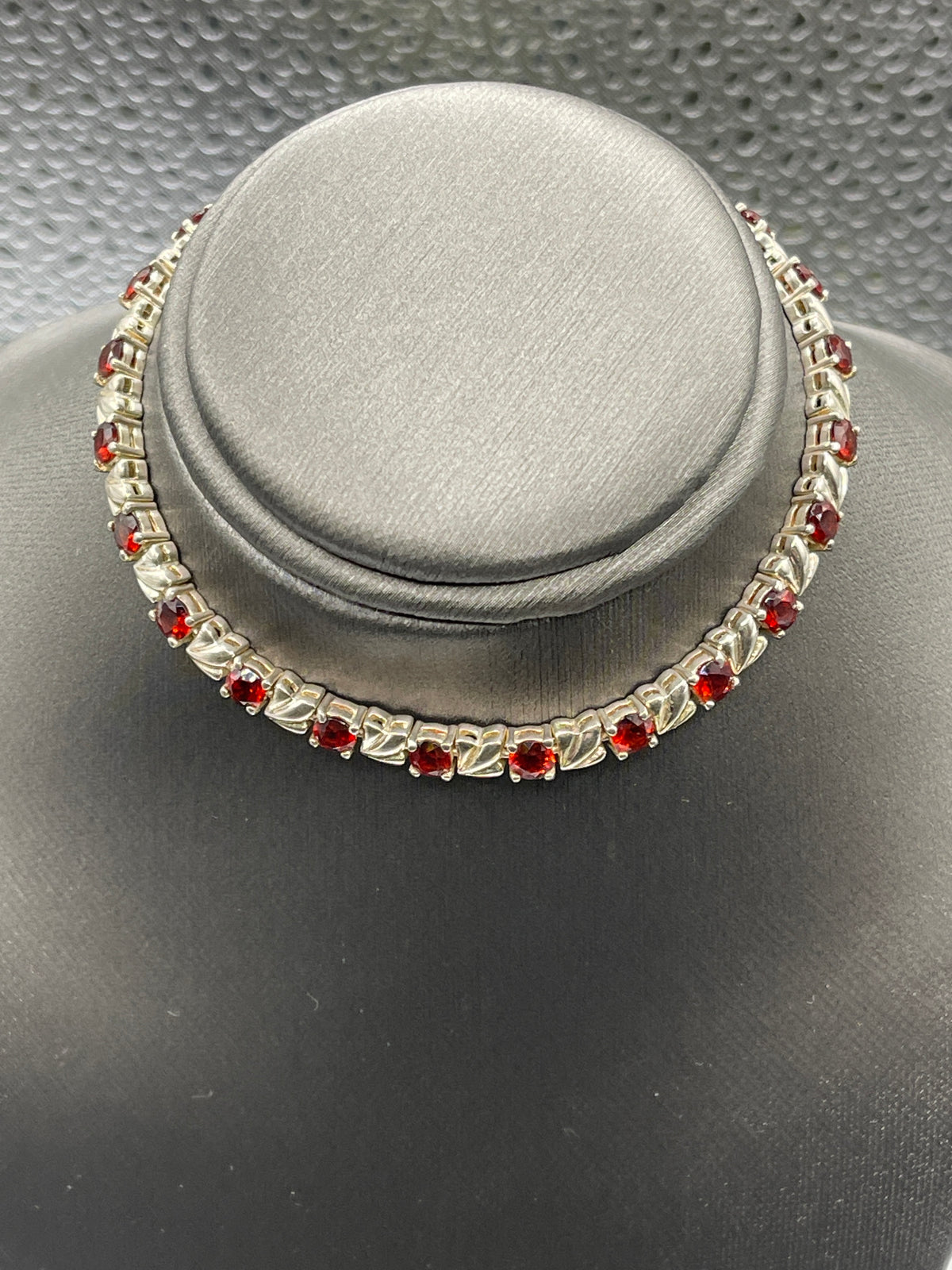 Ladies Sterling Silver and Garnet Bracelet