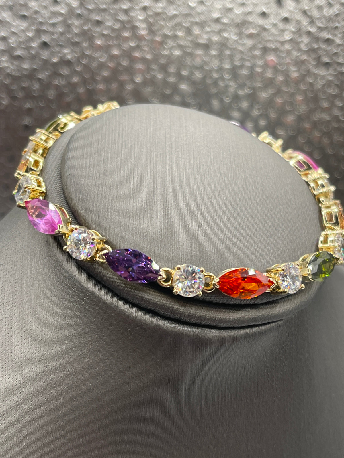 Ladies Sterling Silver Multi-Colored Stone Bracelet