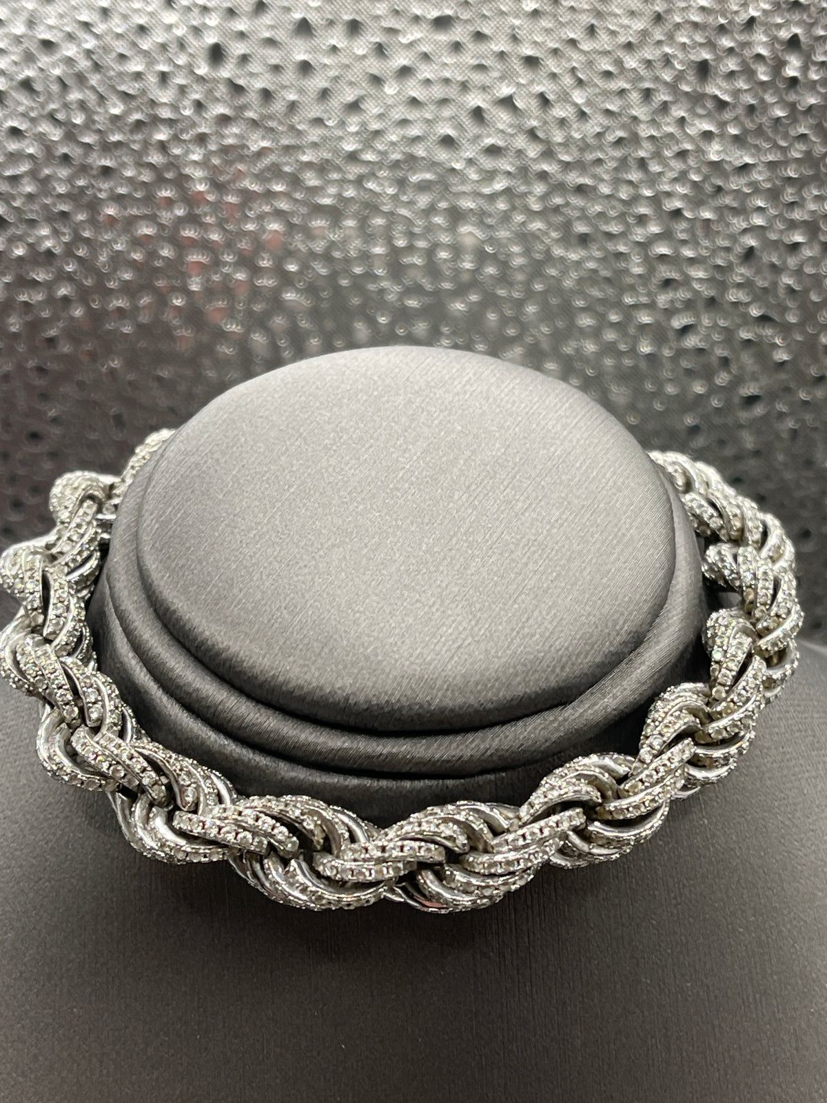 Sterling Silver Twist Bracelet with Diamond Accents