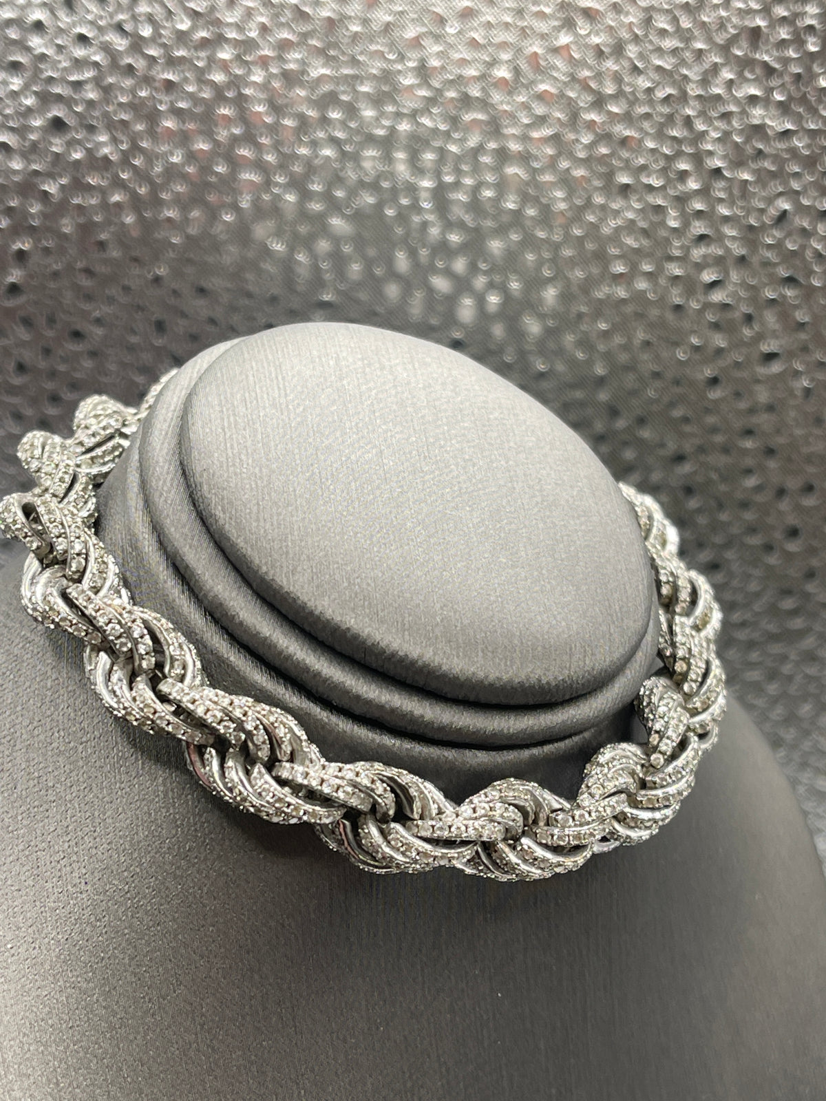 Sterling Silver Twist Bracelet with Diamond Accents