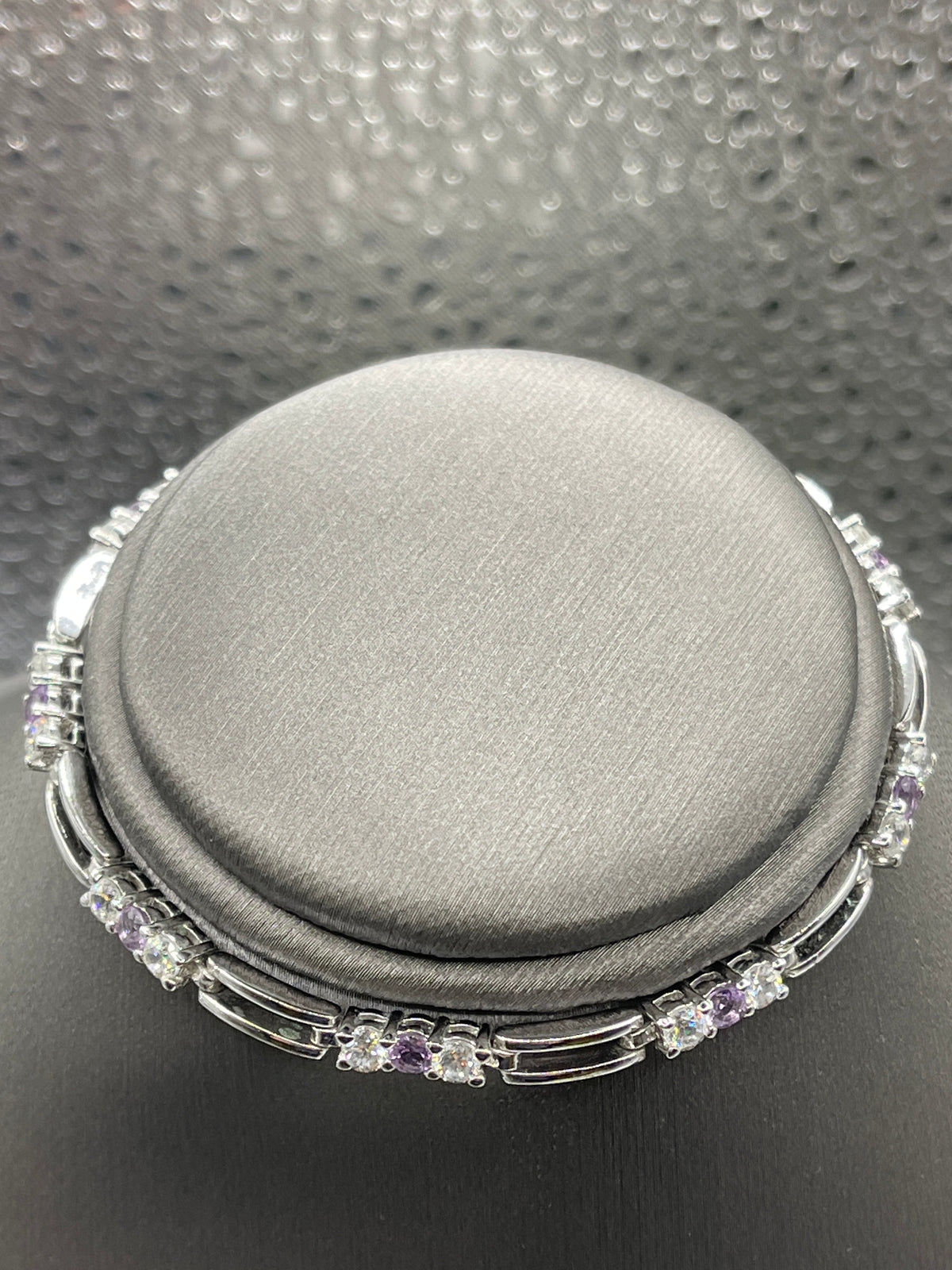 Sterling Silver Link Bracelet with Alexandrite and CZ Stones