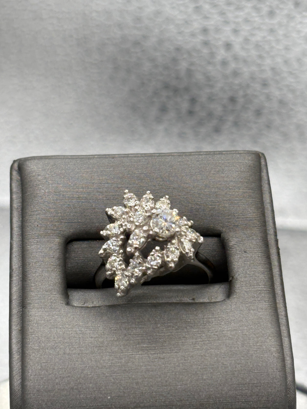 View one of Ladies Elegant 14 Karat White Gold Diamond Floral Heart Ring