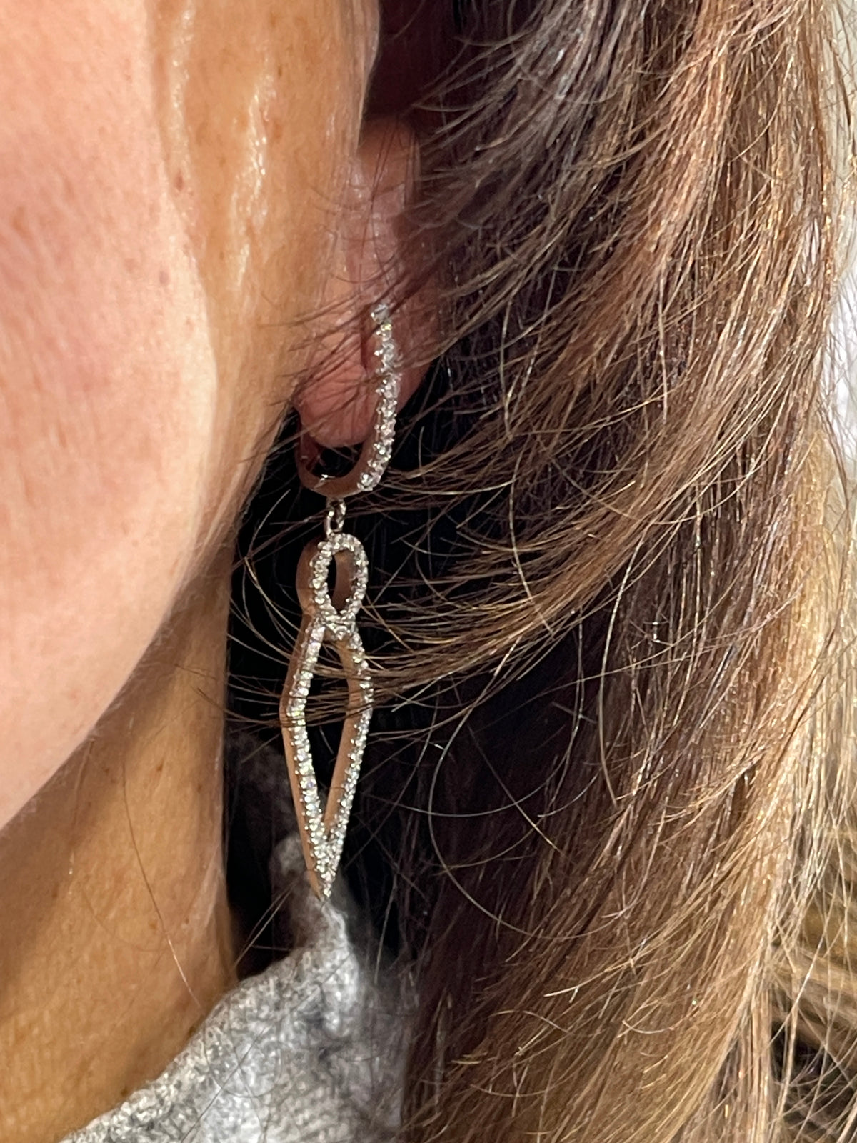 Ladies Sterling Silver and Diamond-Like Earrings
