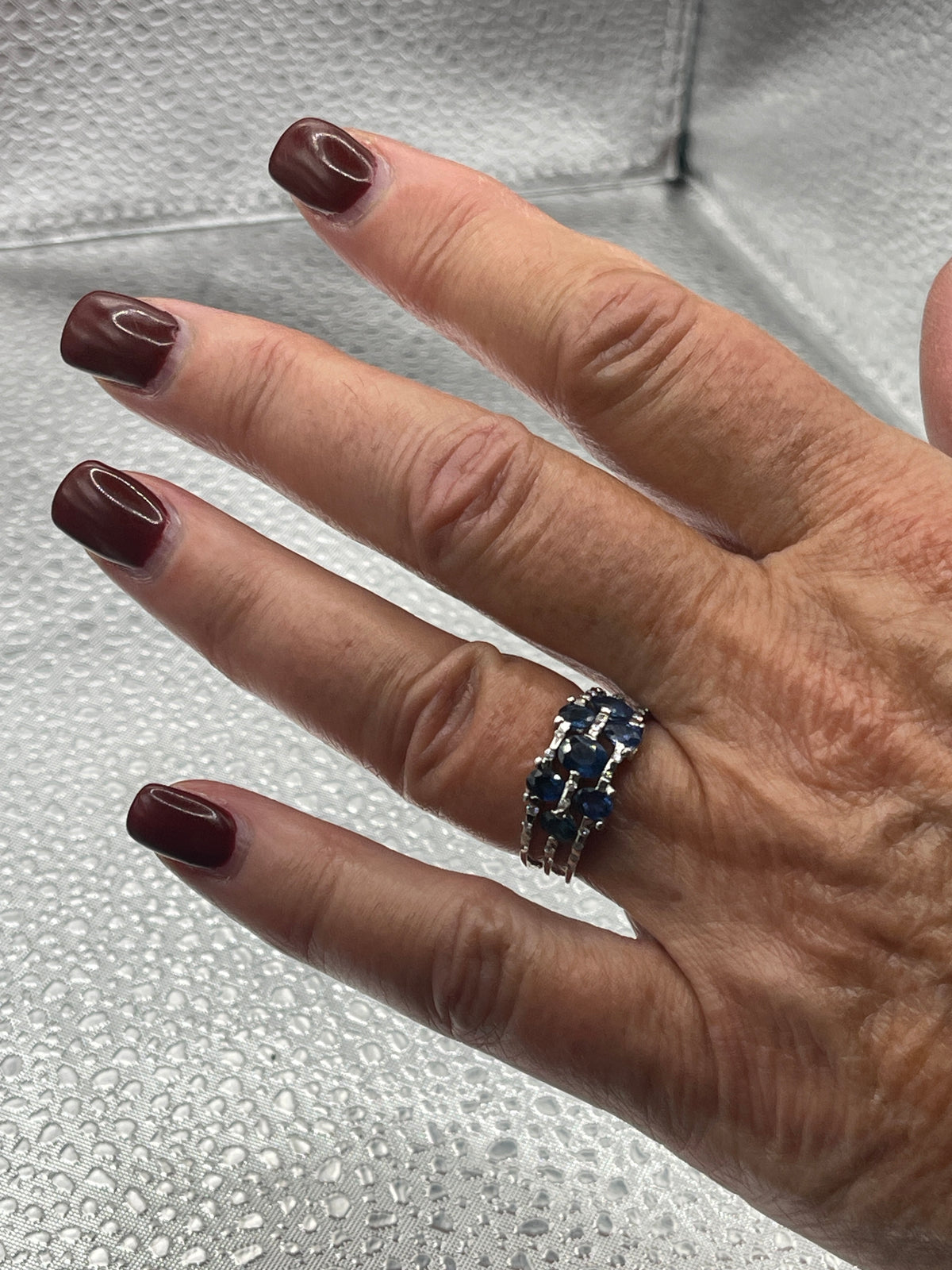 Ladies 14 Karat White Gold Diamond and Sapphire Cocktail Ring