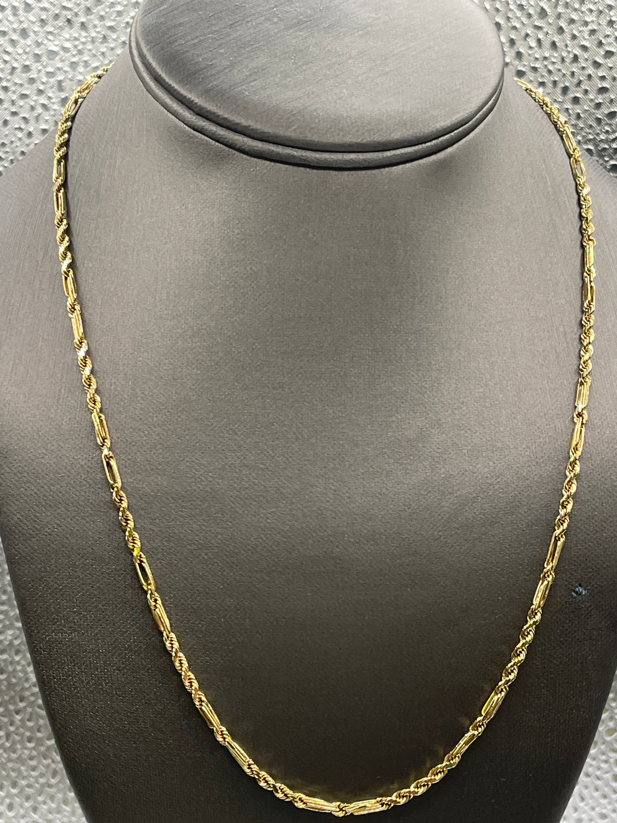 Ladies or Gents 14 Karat Yellow Gold Figaro rope Solid Link Rope Chain