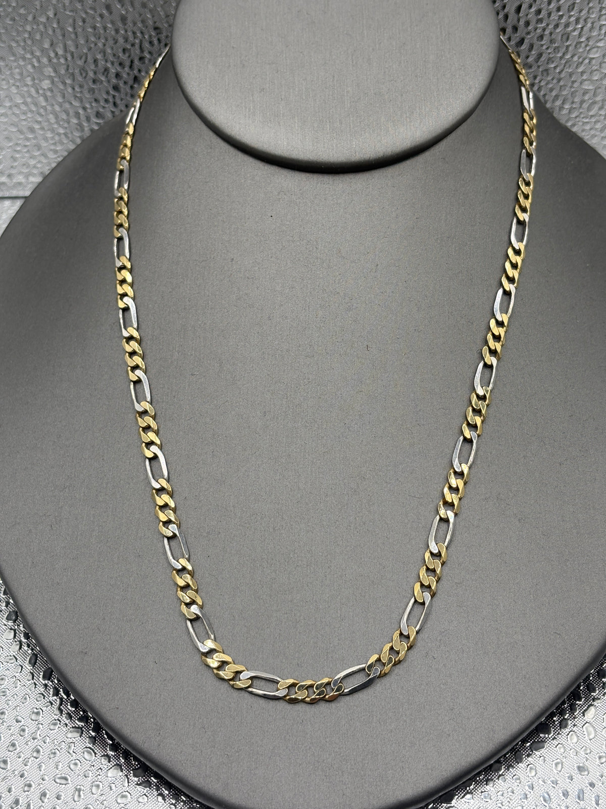 Ladies/ Gents 14 Karat White & Yellow Gold Figeroe Link Chain