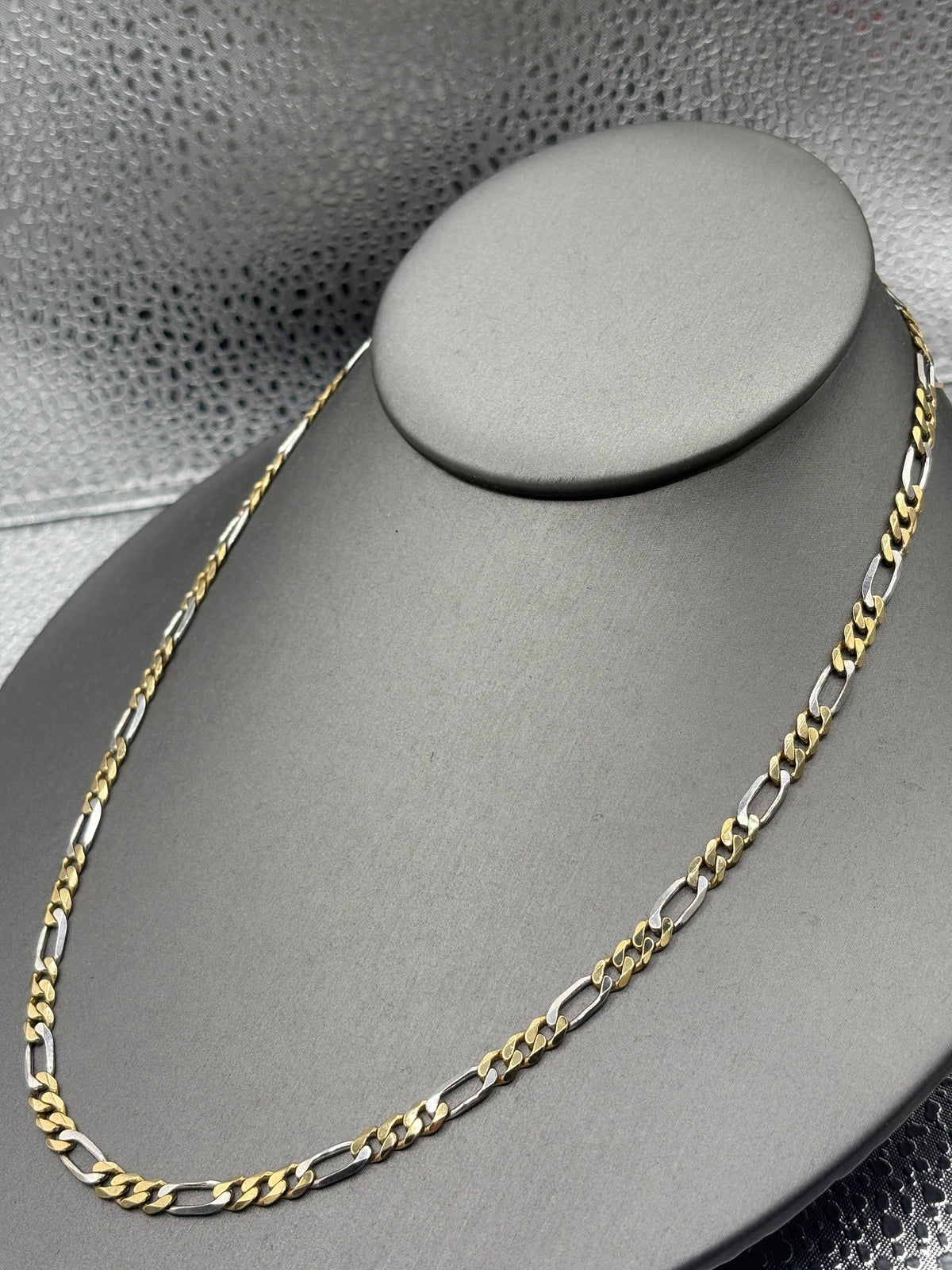 Ladies/ Gents 14 Karat White & Yellow Gold Figeroe Link Chain