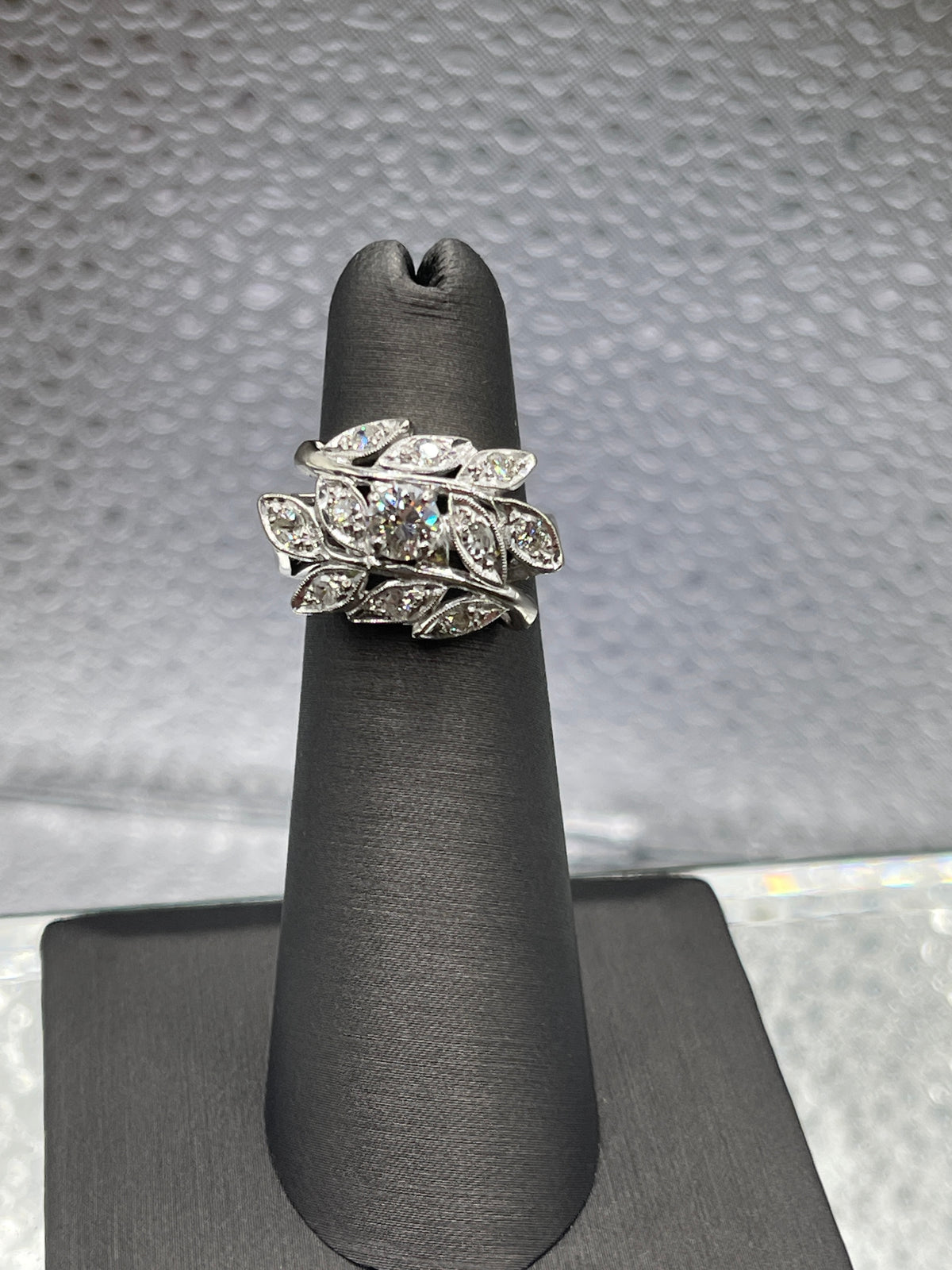 View one of Ladies Antique 14 Karat White Gold Diamond Ring