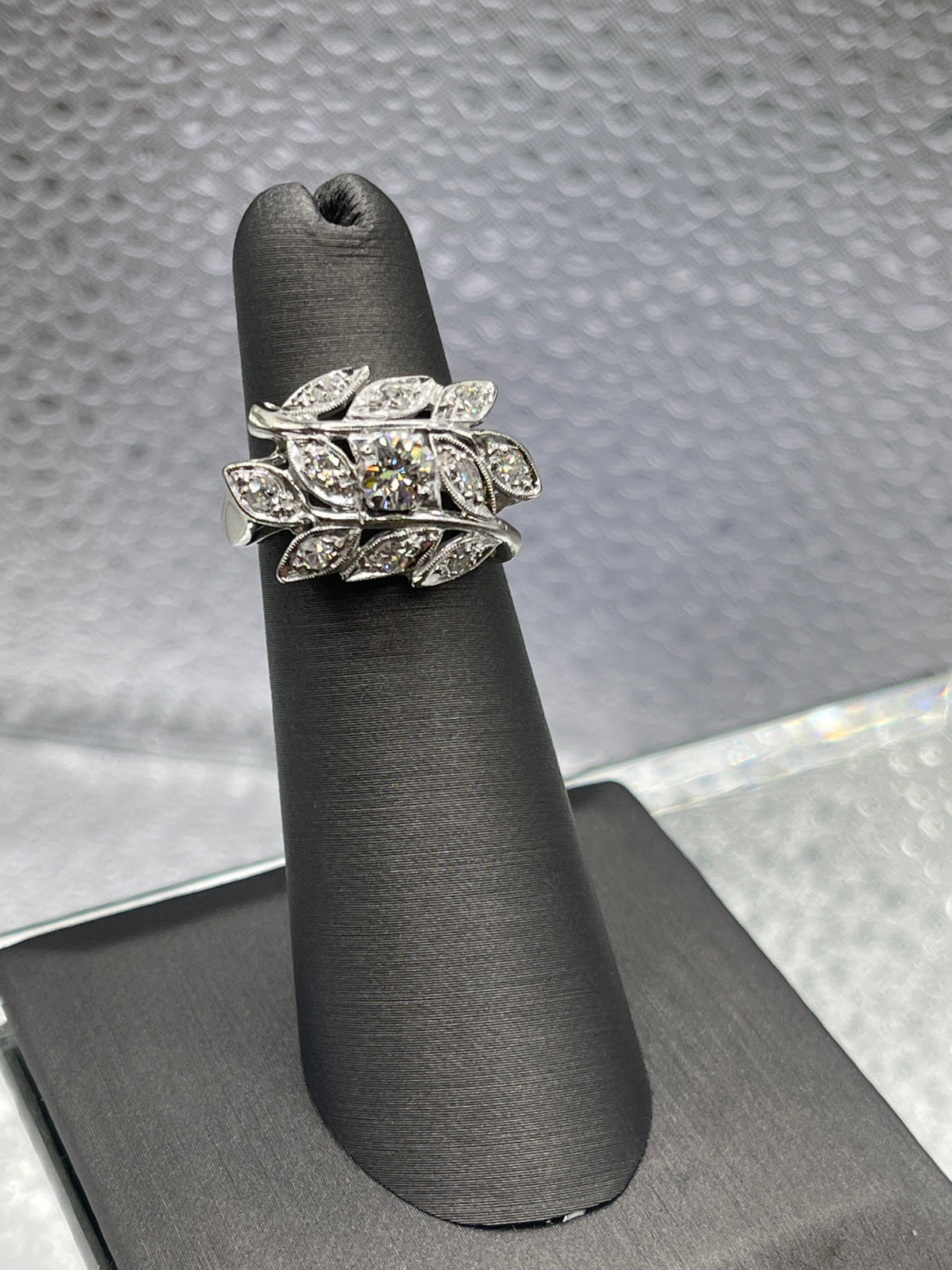 View two of Ladies Antique 14 Karat White Gold Diamond Ring