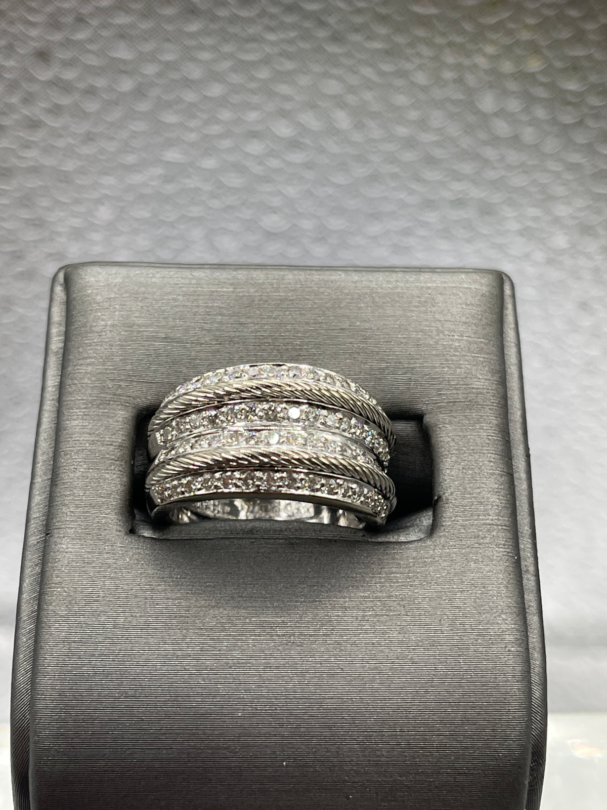 Ladies or Gents 18 Karat Solid White Gold Charriol Diamond Wide Band