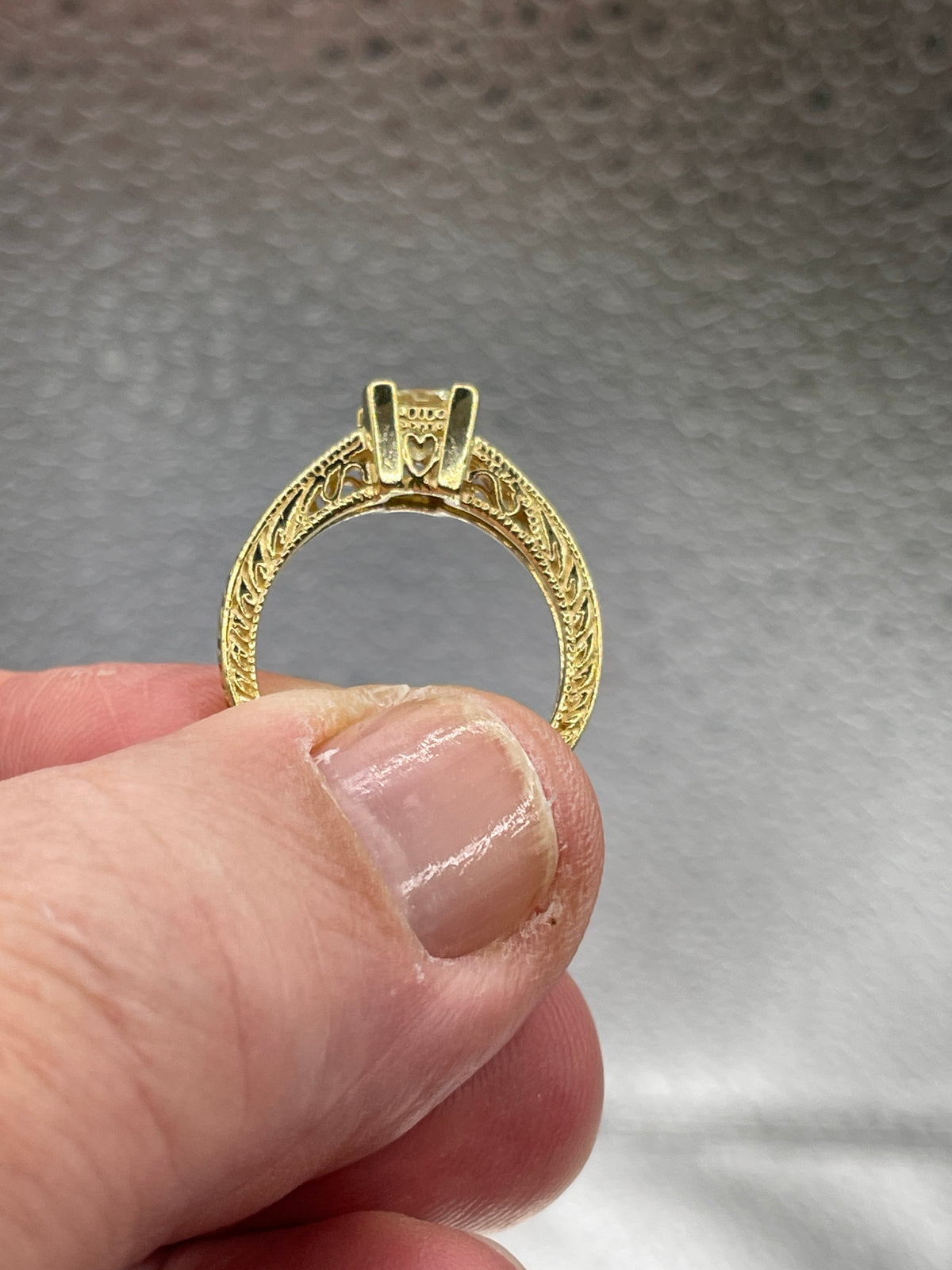 Ladies 14 Karat Yellow Gold Princess Cut Diamond Engagement Ring