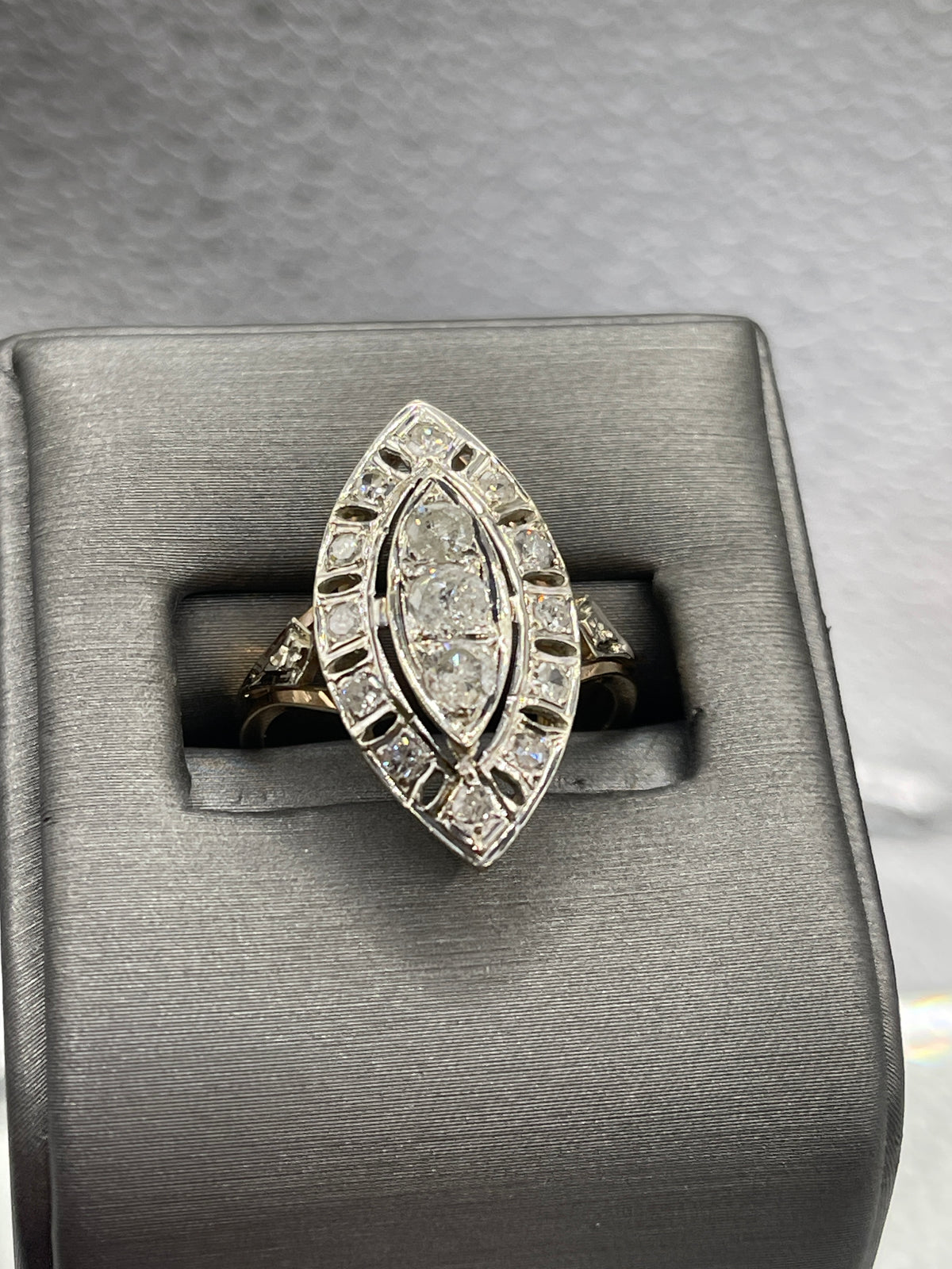 14 Karat White Gold Antique Diamond Ring
