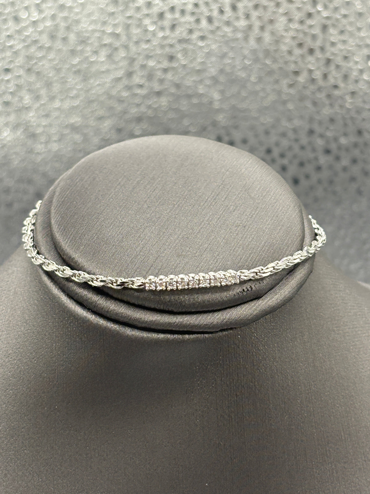 14 Karat Ladies White Gold Diamond Rope Bracelet