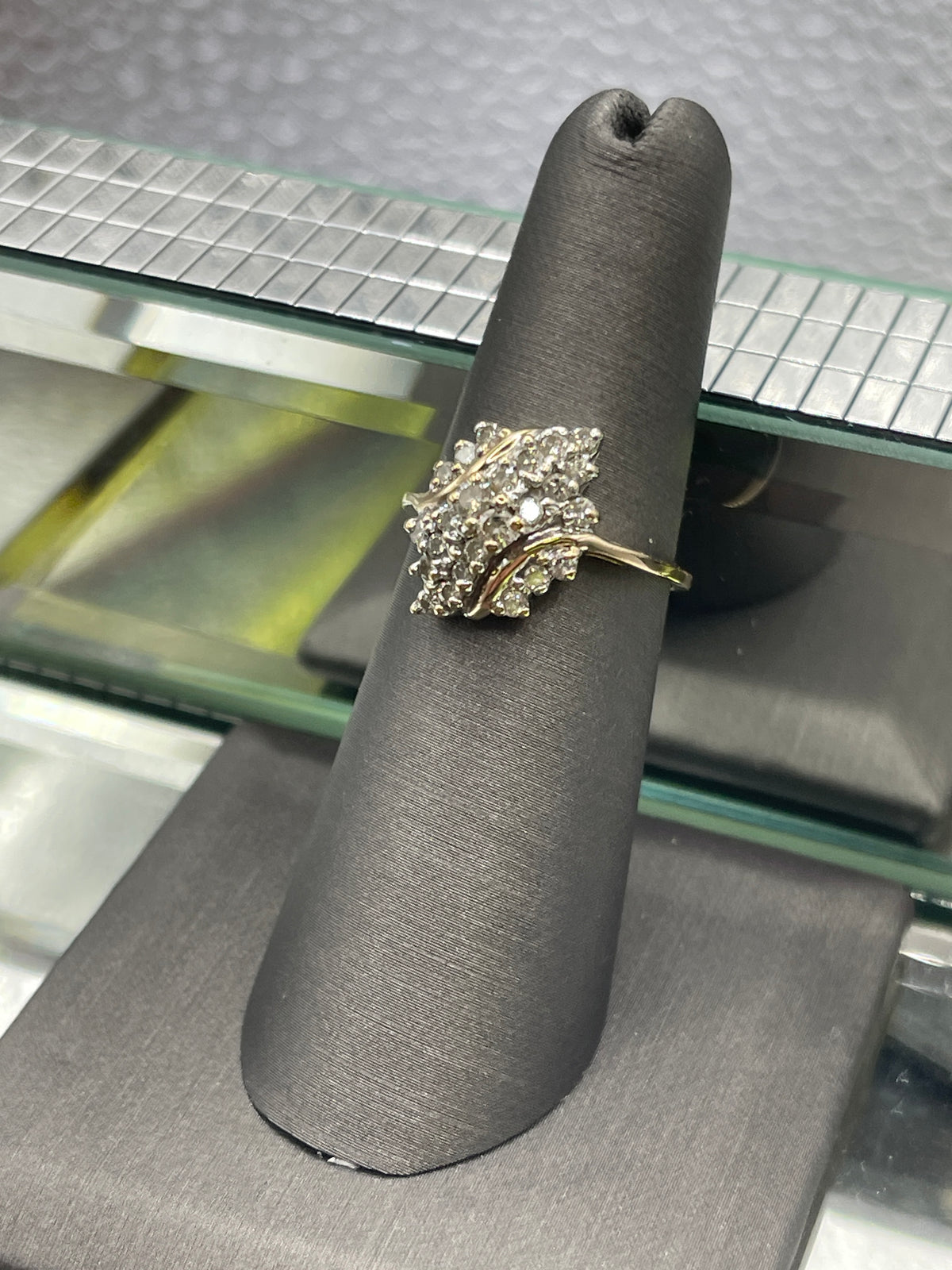 Ladies 14 Karat Yellow Gold Diamond Cluster Ring