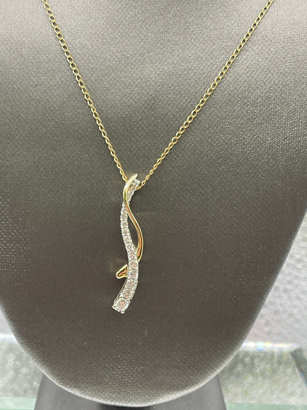 Ladies 14 Karat Solid Two-Tone Gold and Diamond Journey Pendant