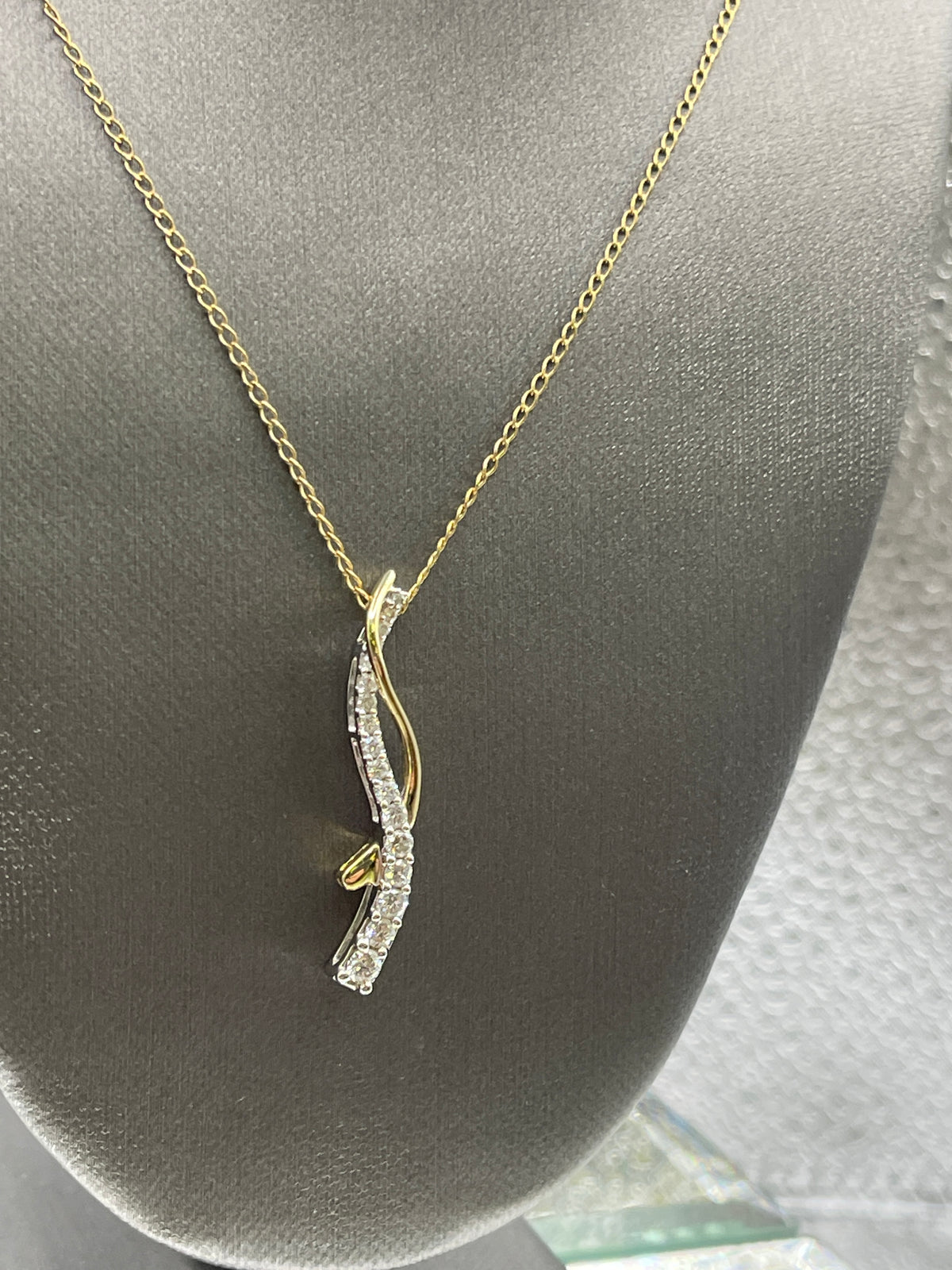 Ladies 14 Karat Solid Two-Tone Gold and Diamond Journey Pendant