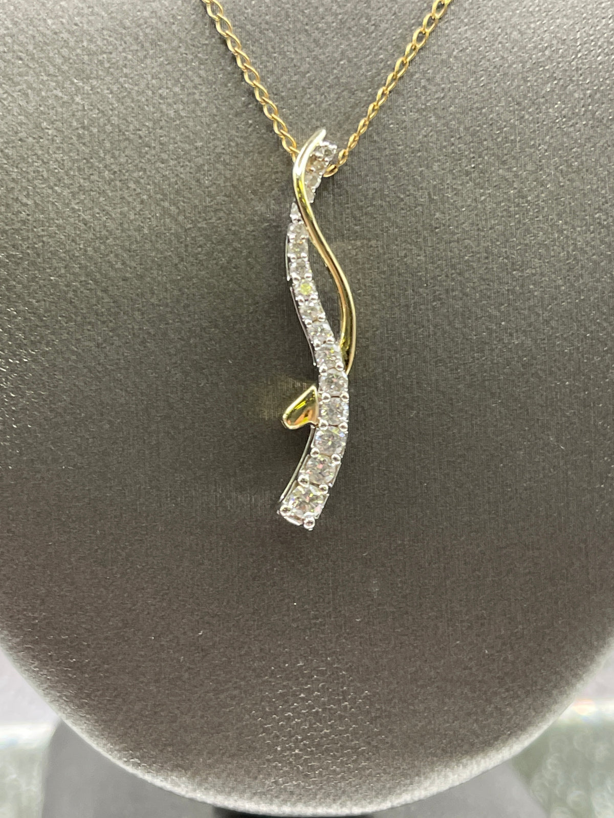 Ladies 14 Karat Solid Two-Tone Gold and Diamond Journey Pendant
