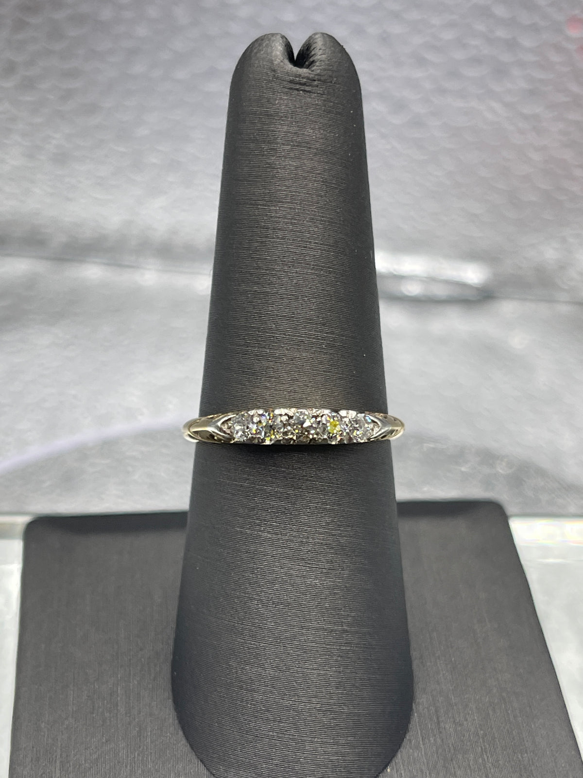 Ladies Antique 18 Karat Solid Yellow Gold Diamond Band