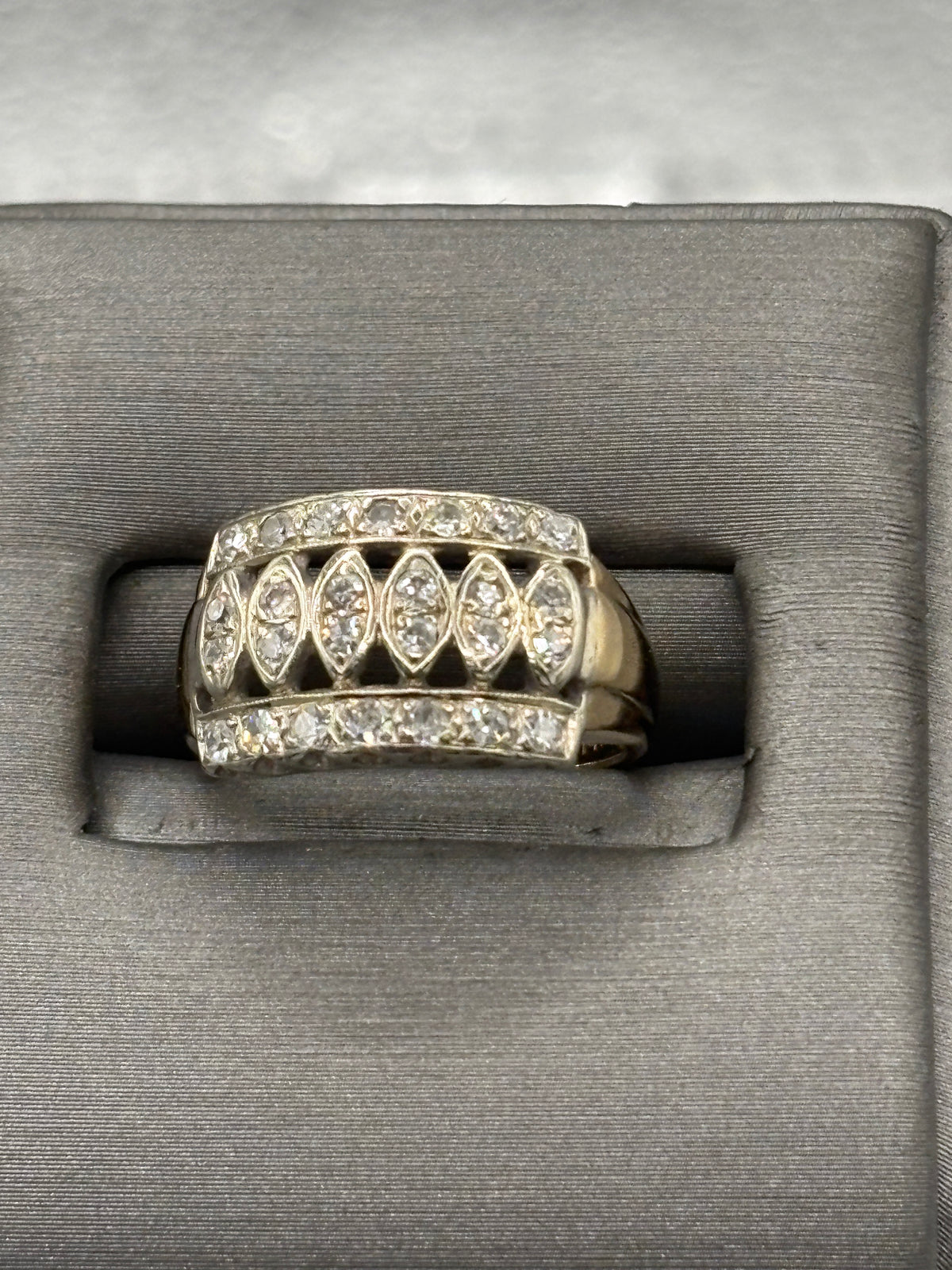 Vintage Ladies 14 Karat White Gold Diamond Band Ring