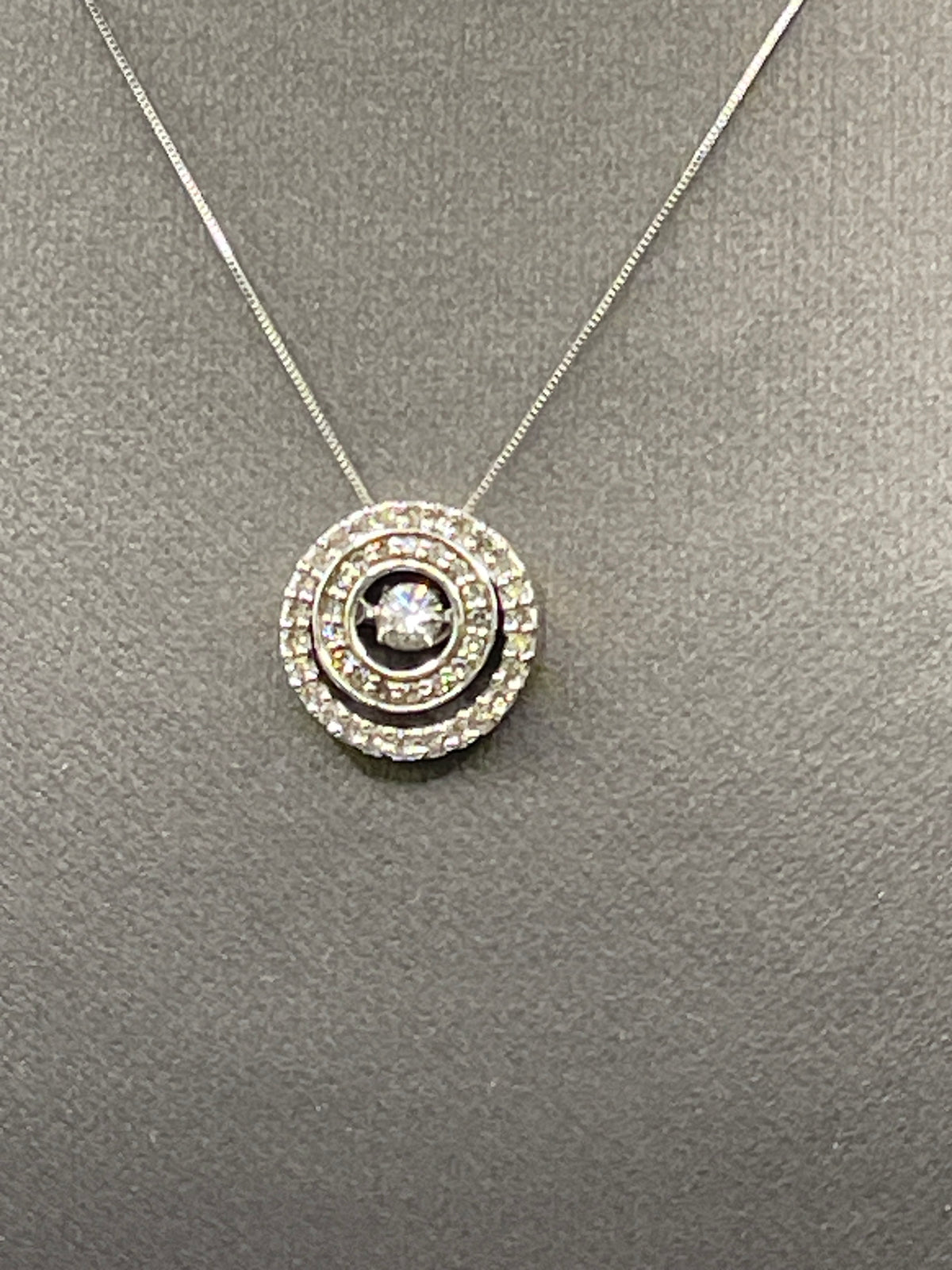 Ladies Stunning 10 Karat Yellow and White Gold Diamond Pendant on a 14 Karat Solid White Gold Box Chain