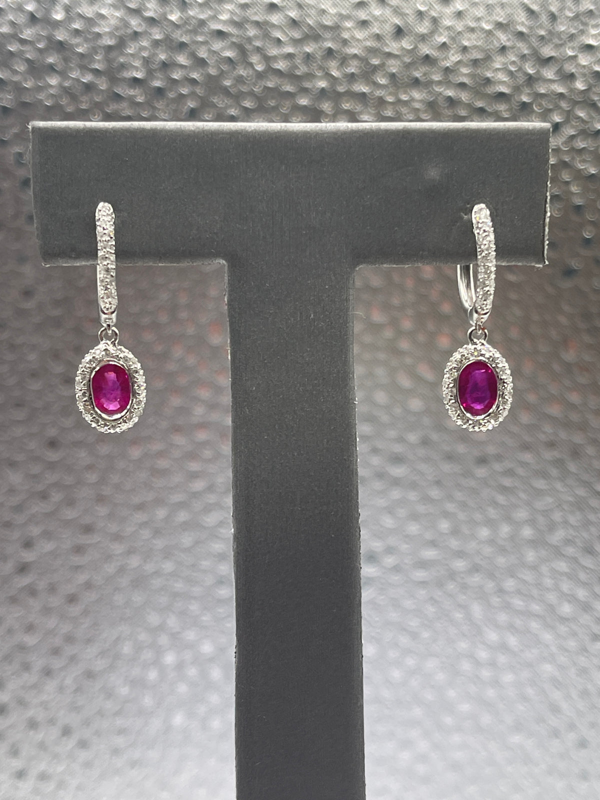 Ladies Gorgeous 18 Karat Solid White Gold Ruby and Diamond Earrings