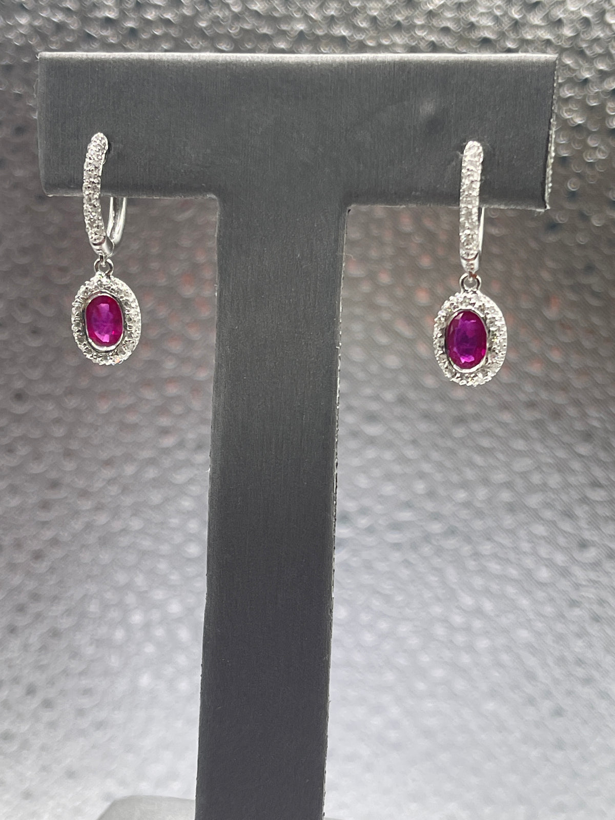 Ladies Gorgeous 18 Karat Solid White Gold Ruby and Diamond Earrings