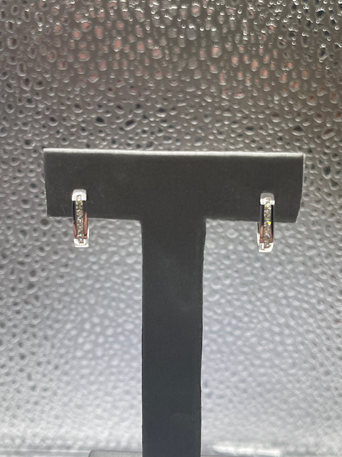 Ladies 14 Karat Solid White Gold Diamond Hoop Earrings