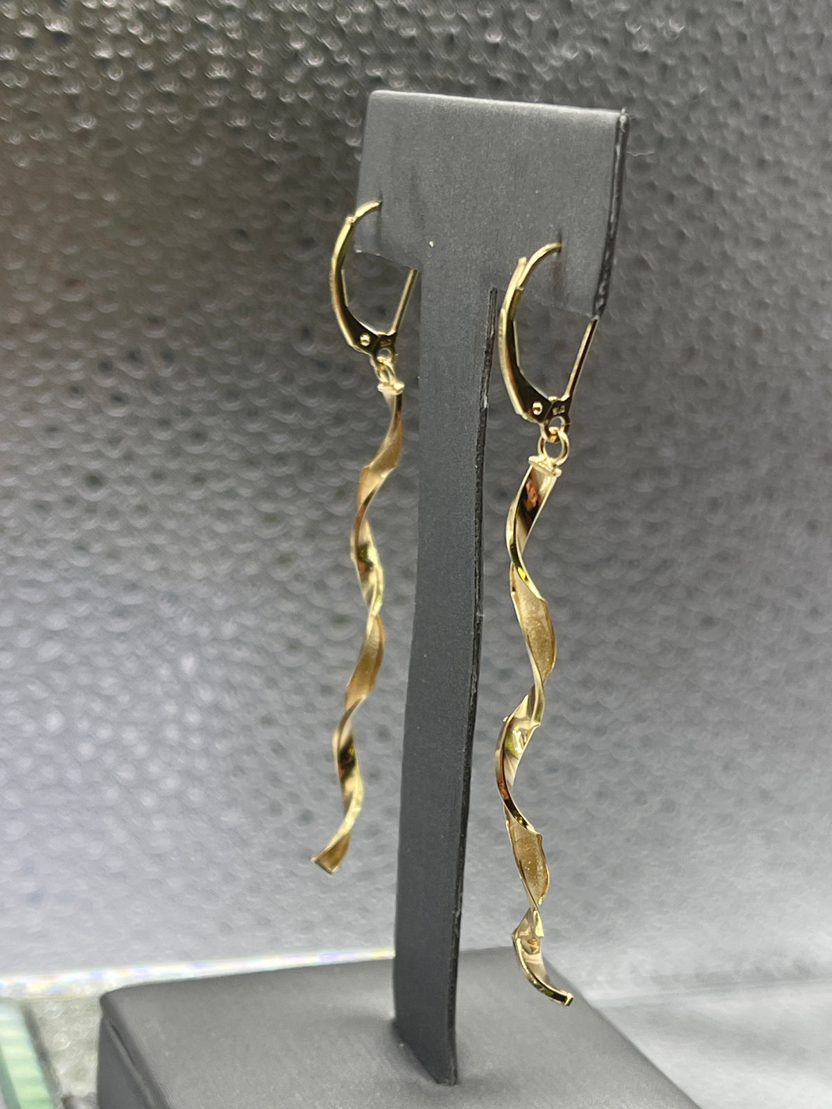 Ladies Imported 14 Karat Solid Yellow Gold Twisted Dangling Earrings