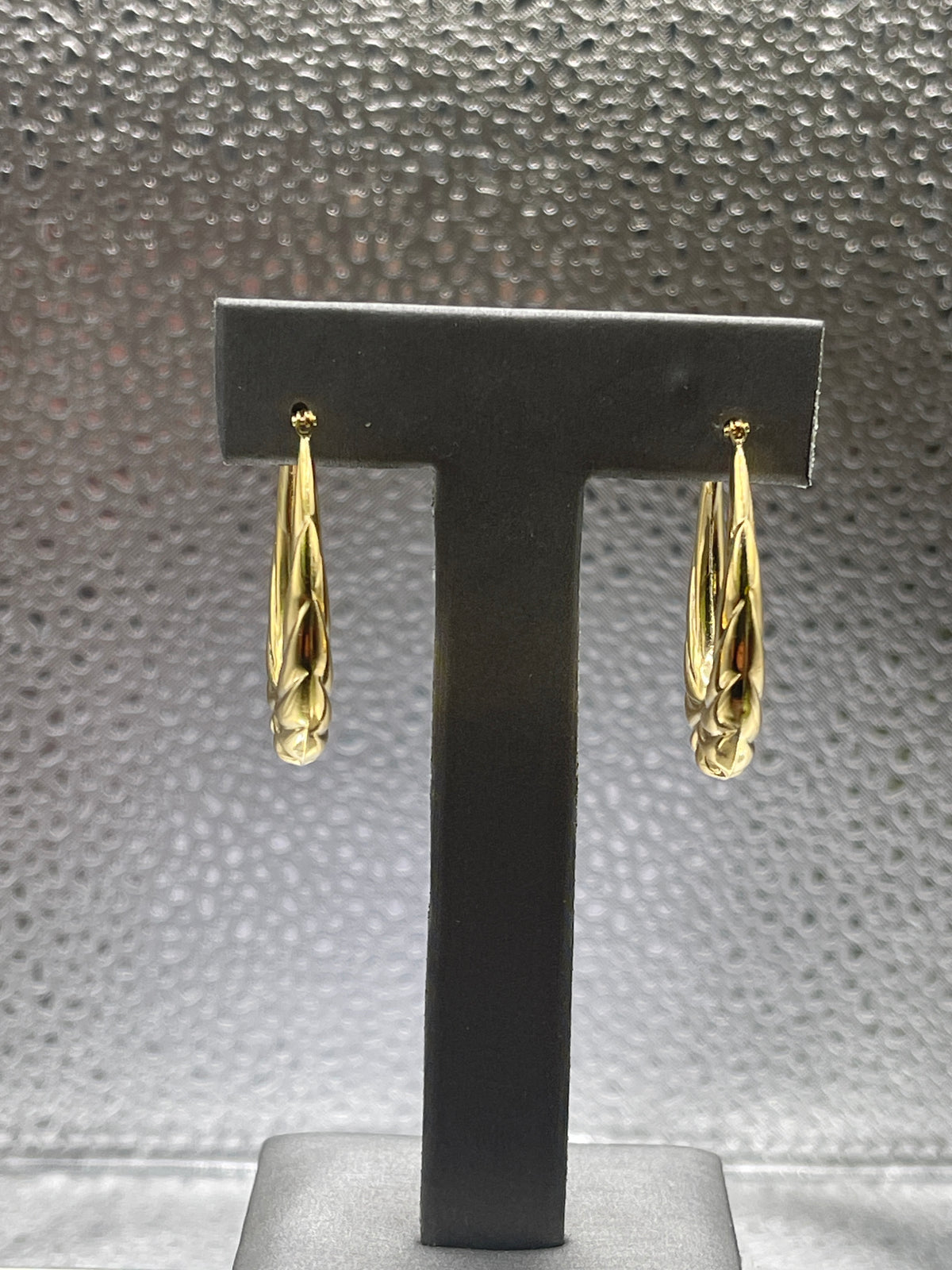 Ladies Imported 14 Karat Solid Yellow Gold Fancy Hoop Earrings