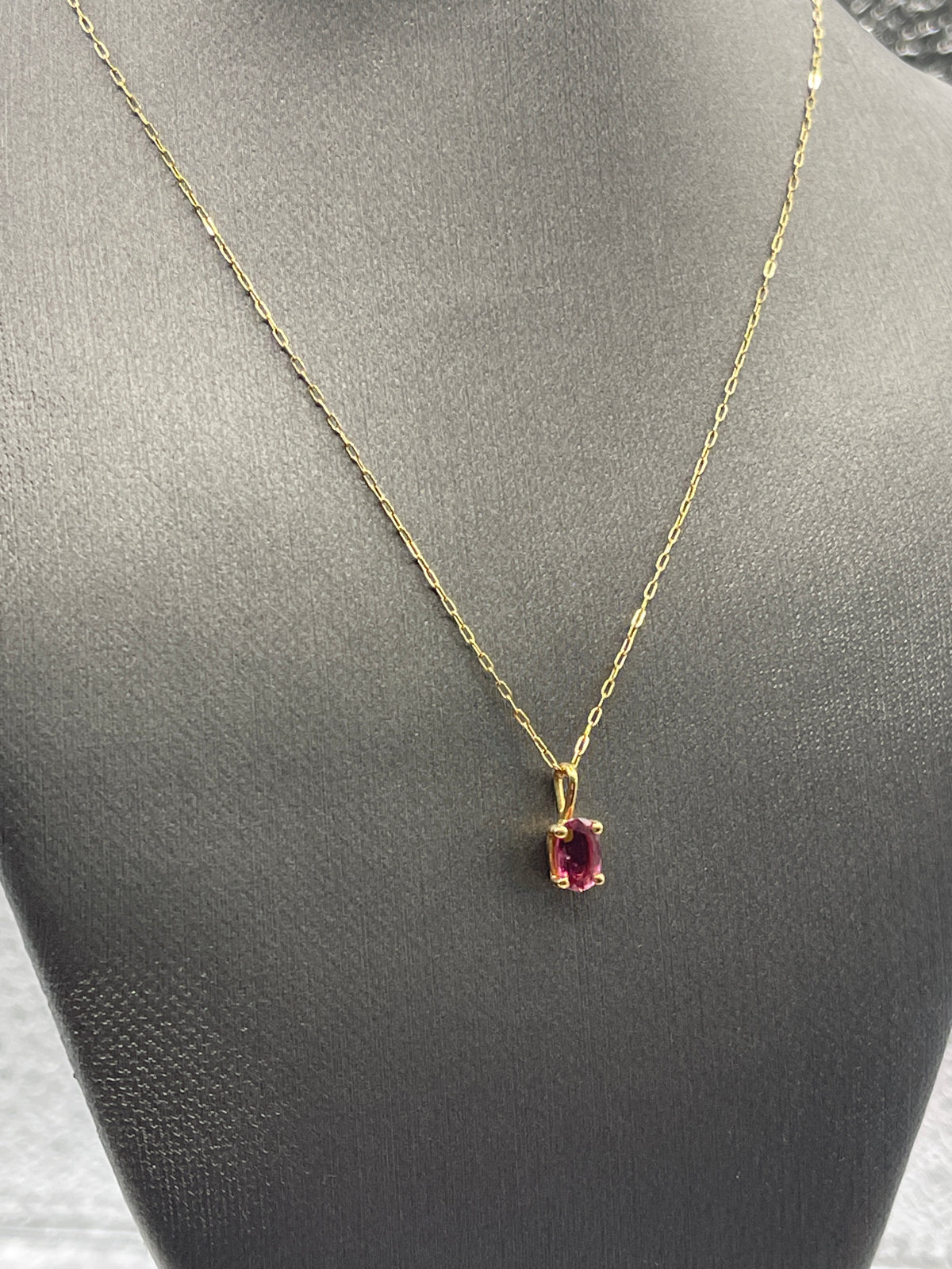 Ladies 14 Karat Solid Yellow Gold Ruby Necklace