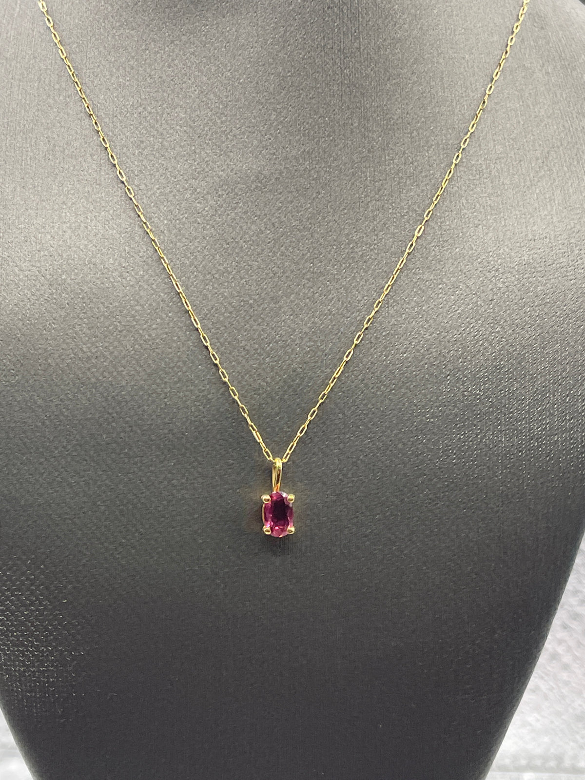 Ladies 14 Karat Solid Yellow Gold Ruby Necklace