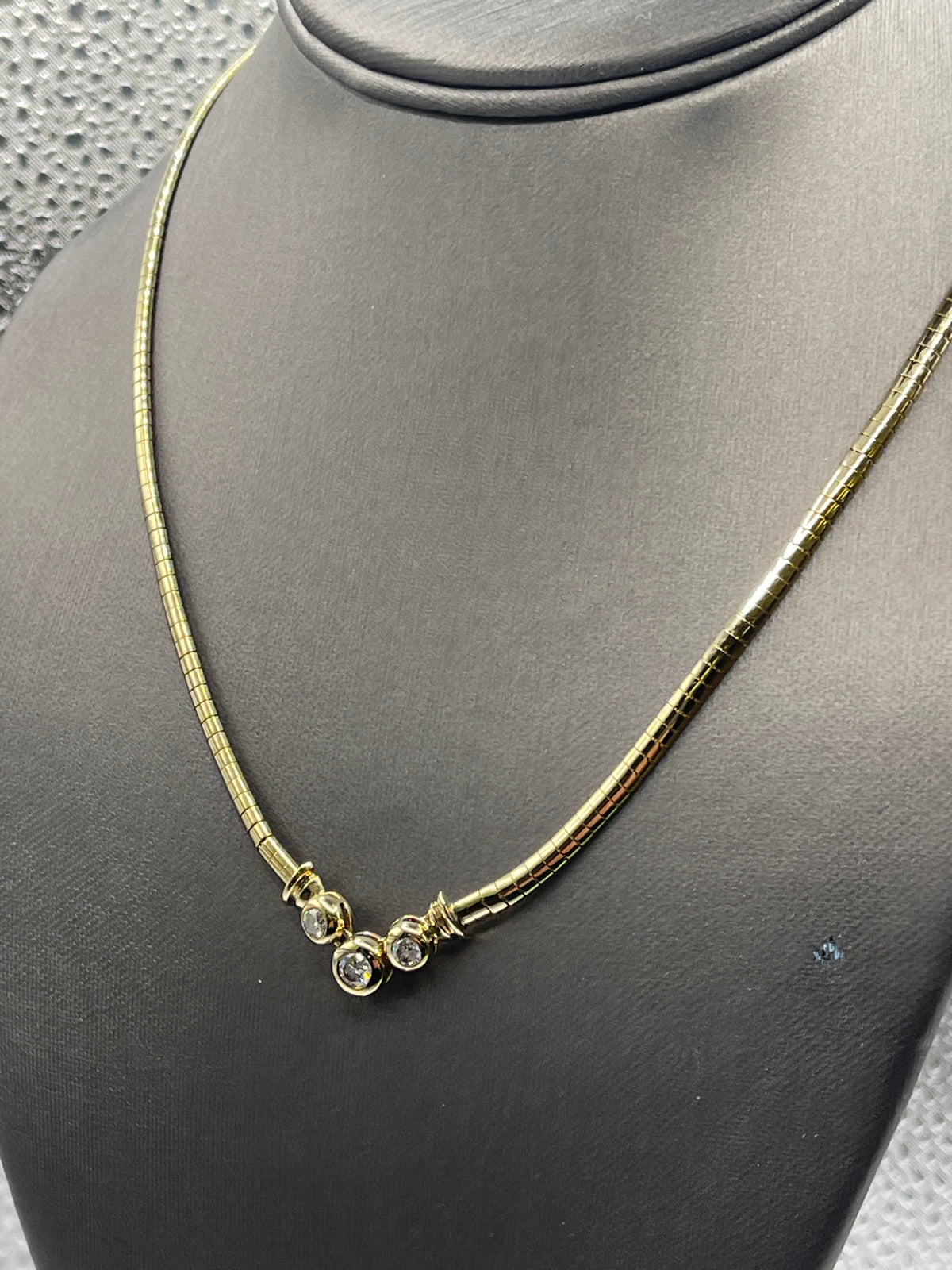 View two of Ladies 14 Karat Solid Yellow Gold Diamond Necklace