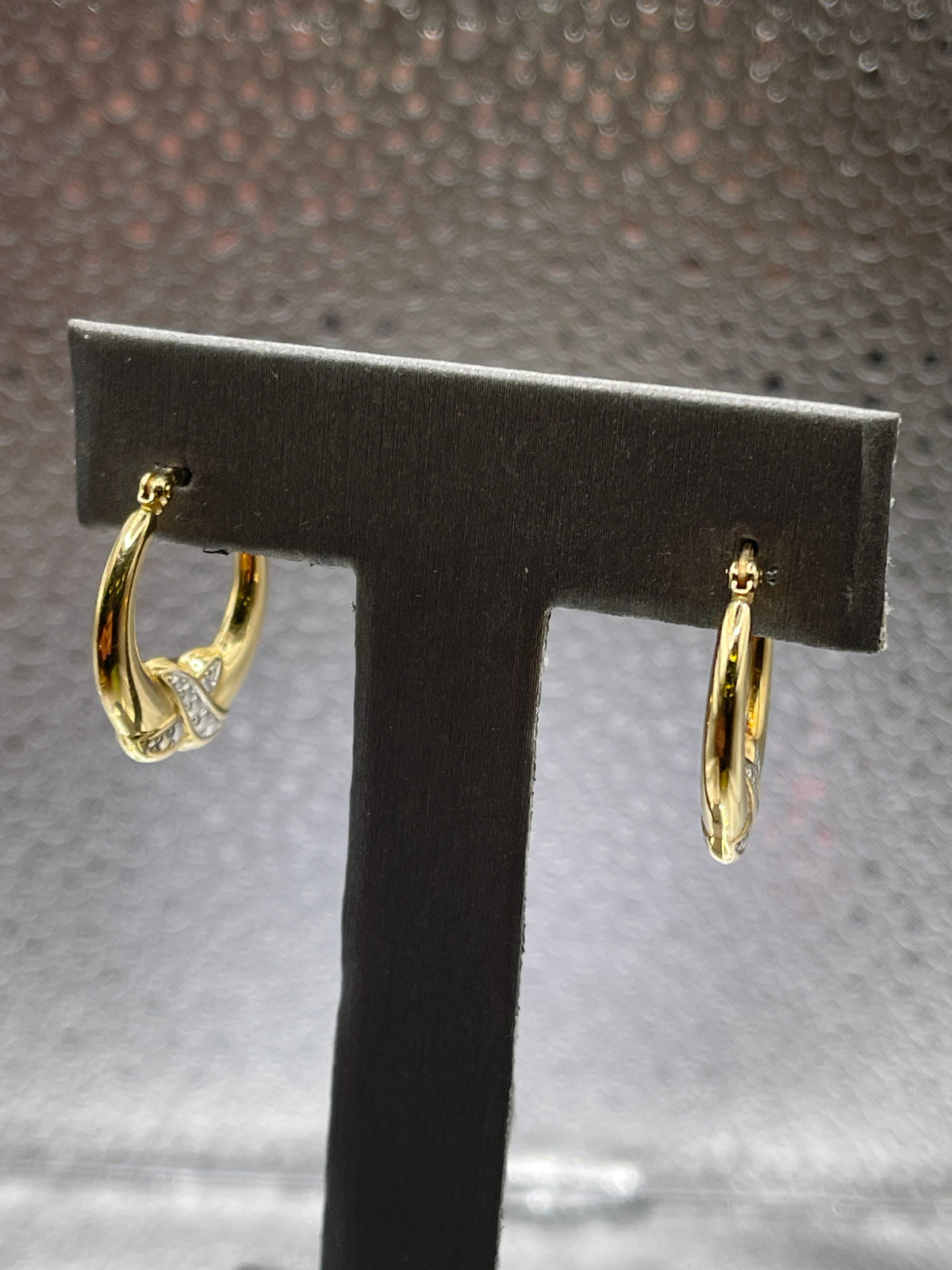 Ladies 14 Karat Solid Gold Two-Tone Hoop Earrings