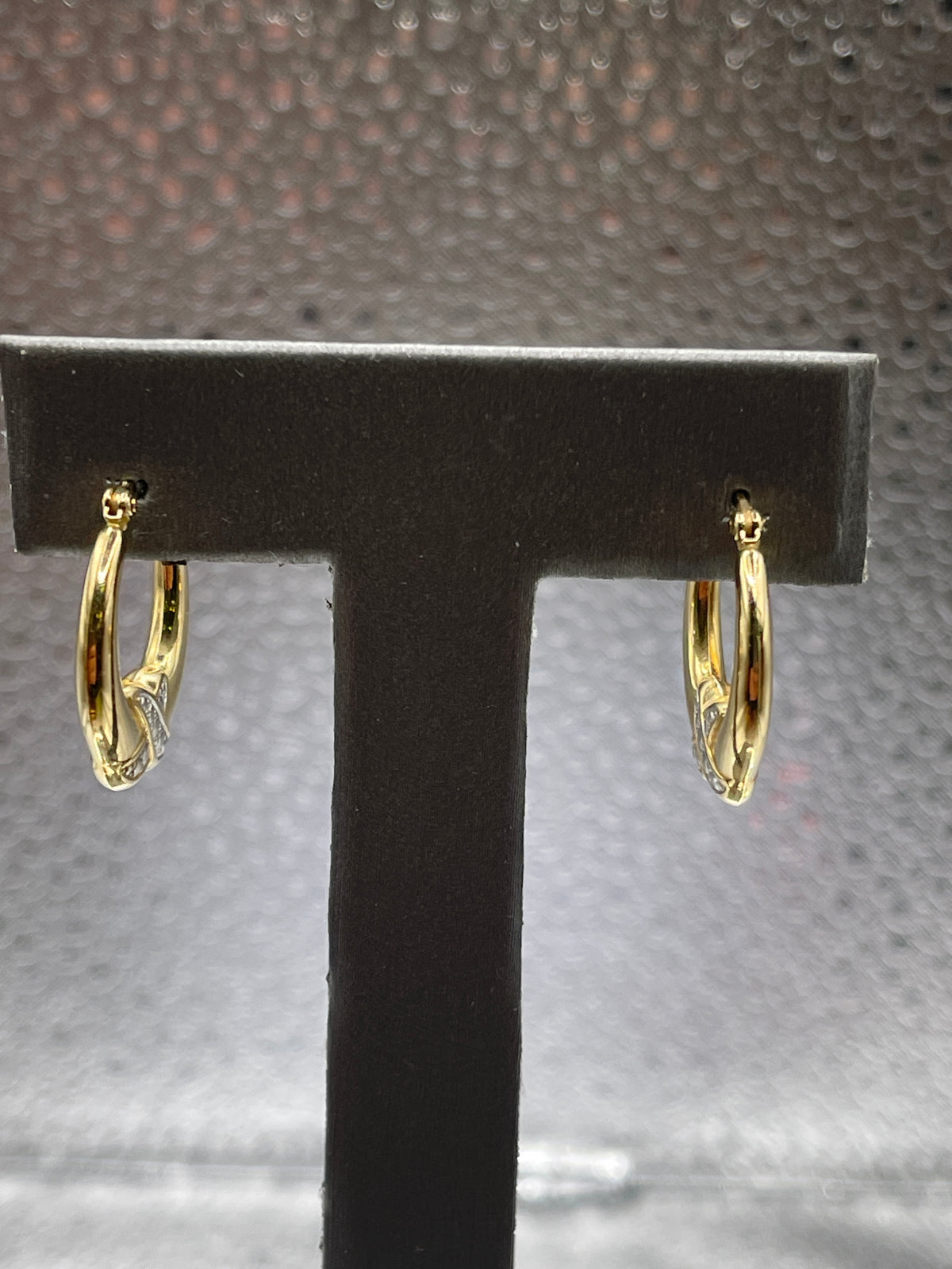 Ladies 14 Karat Solid Gold Two-Tone Hoop Earrings