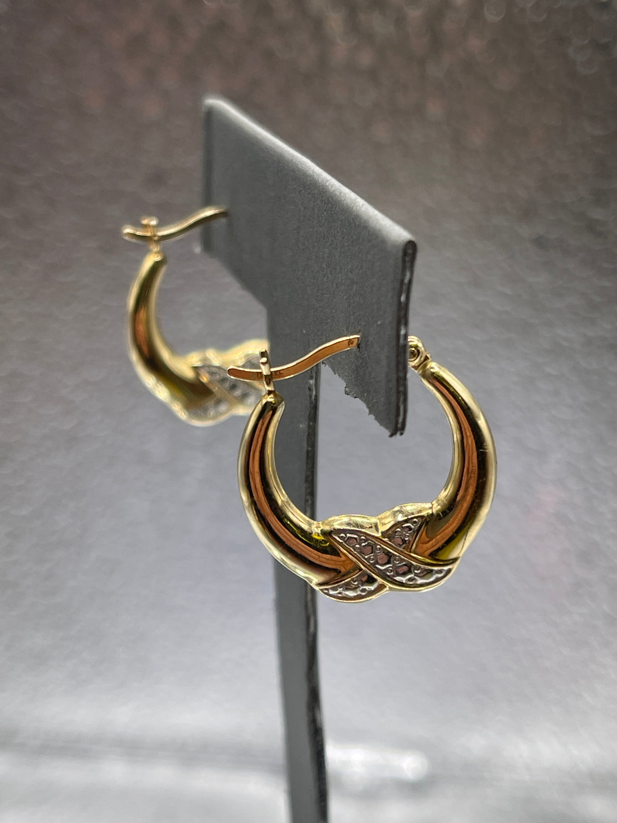 Ladies 14 Karat Solid Gold Two-Tone Hoop Earrings